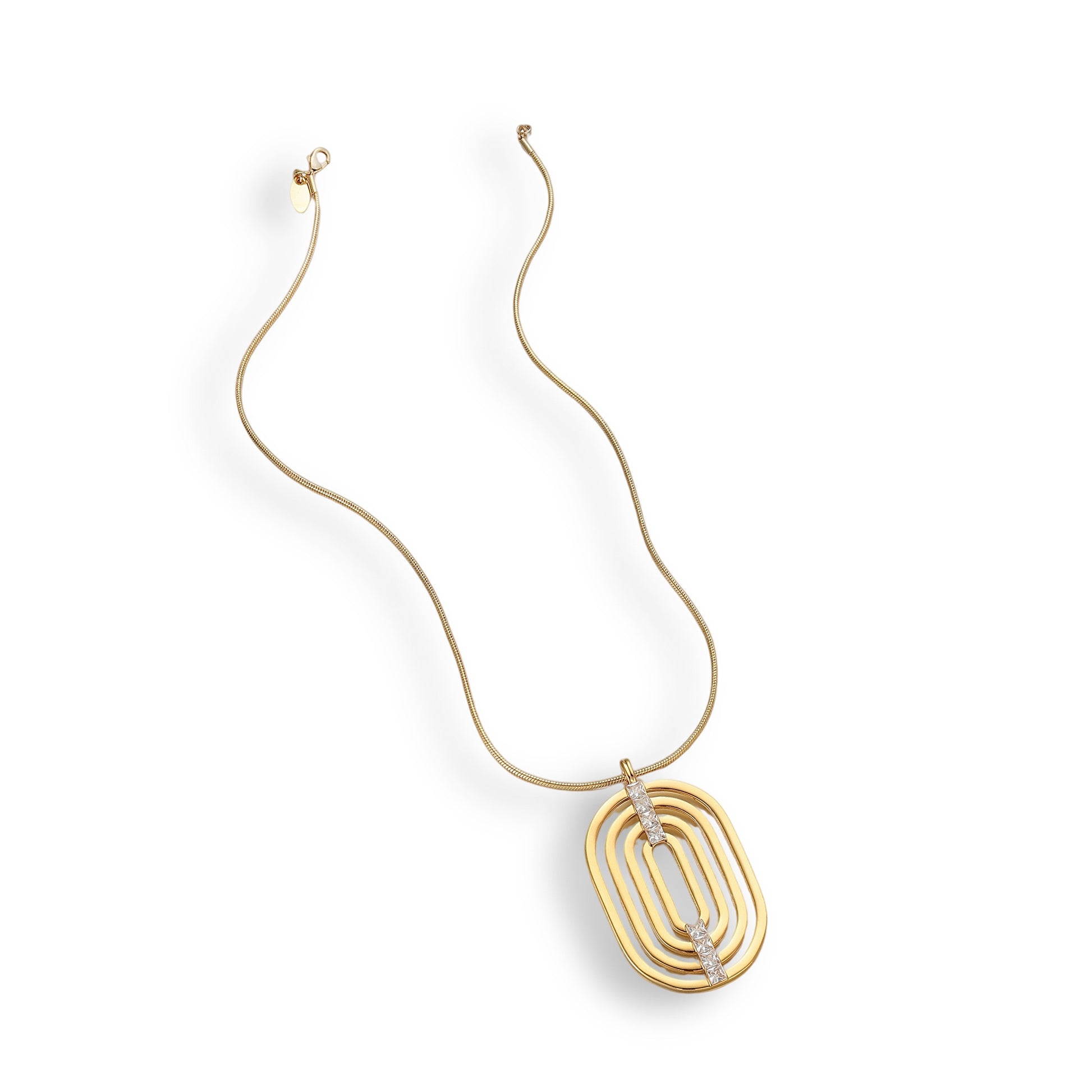 Gundrada 14K Gold Layered Openwork Oval Necklace
