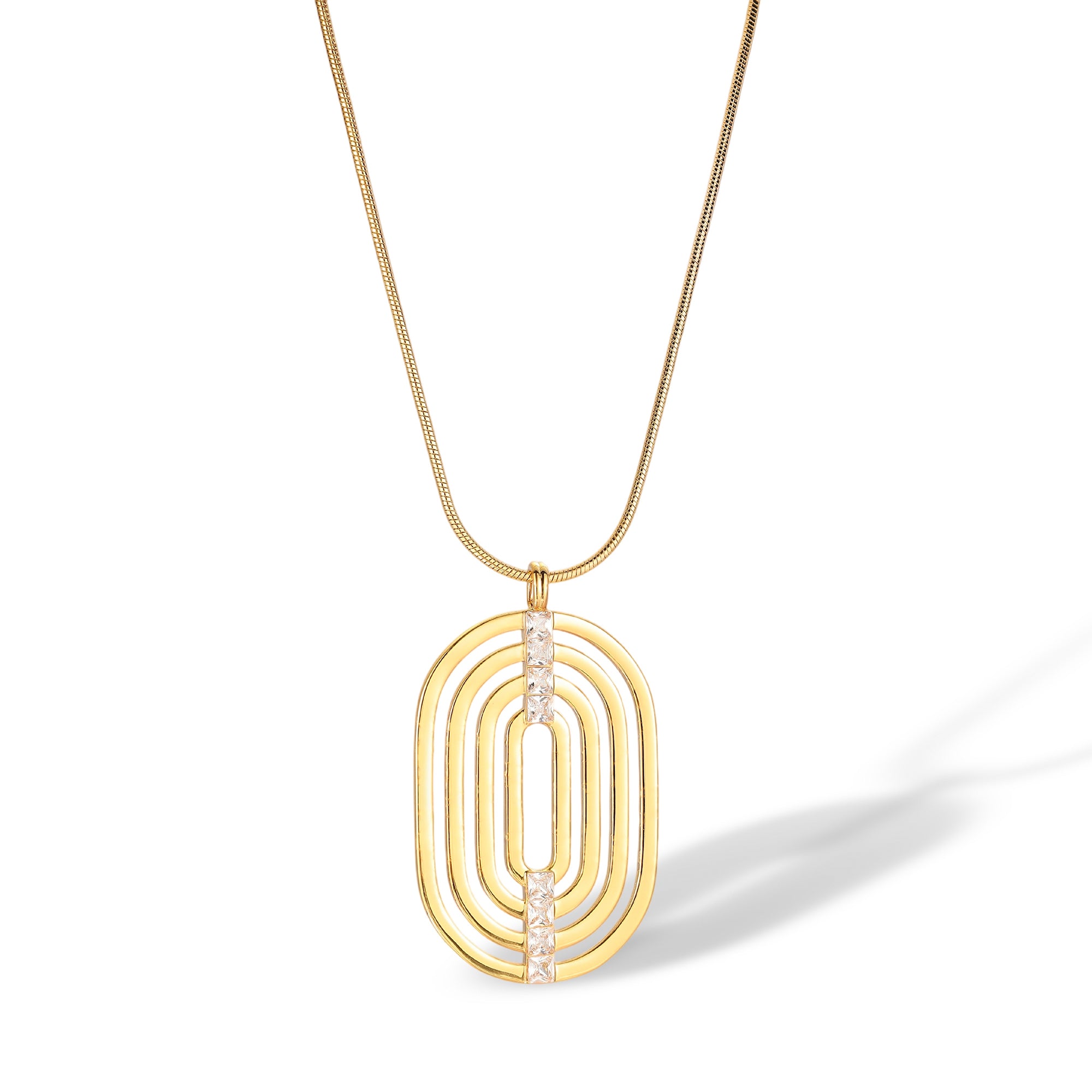 Gundrada 14K Gold Layered Openwork Oval Necklace