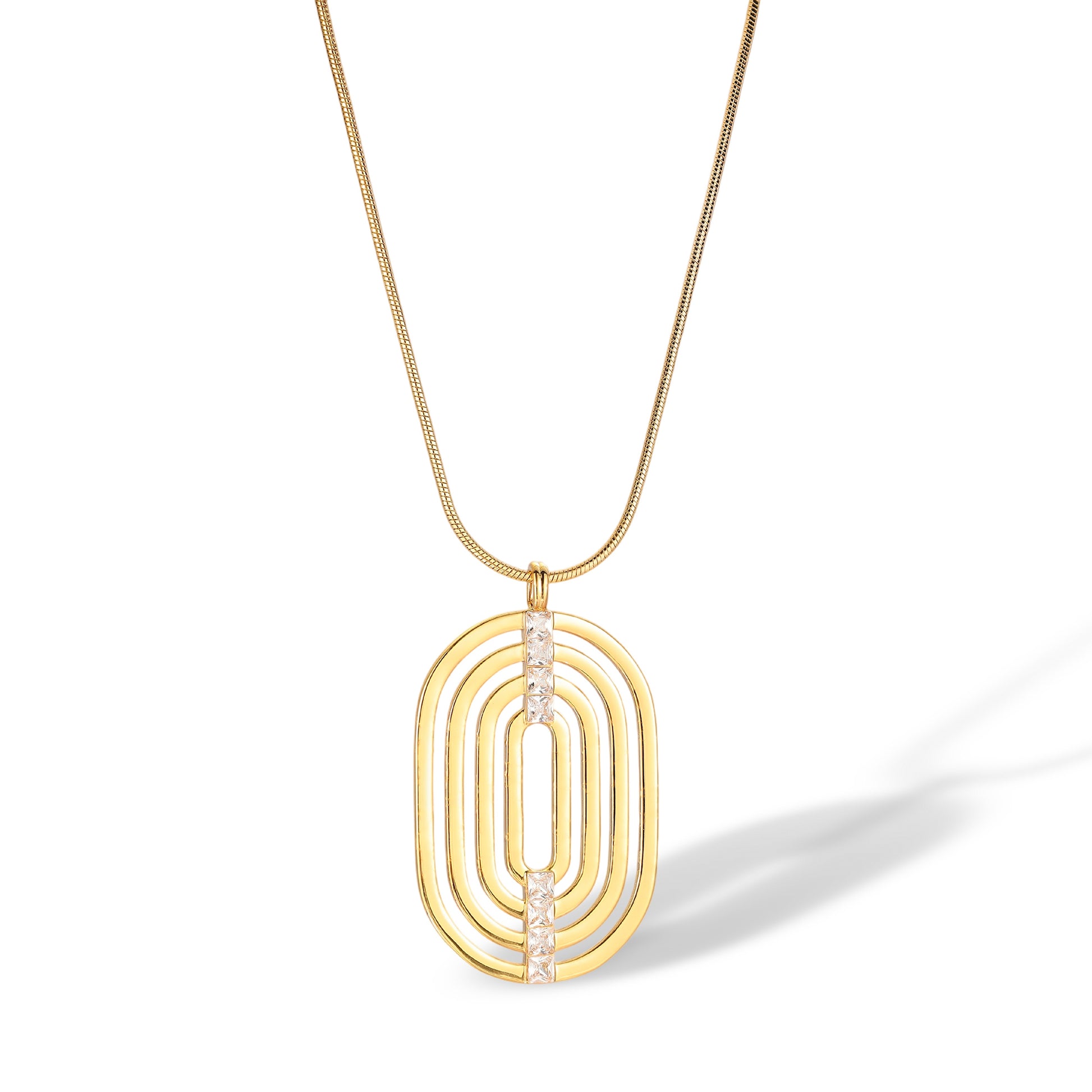 Gundrada 14K Gold Layered Openwork Oval Necklace