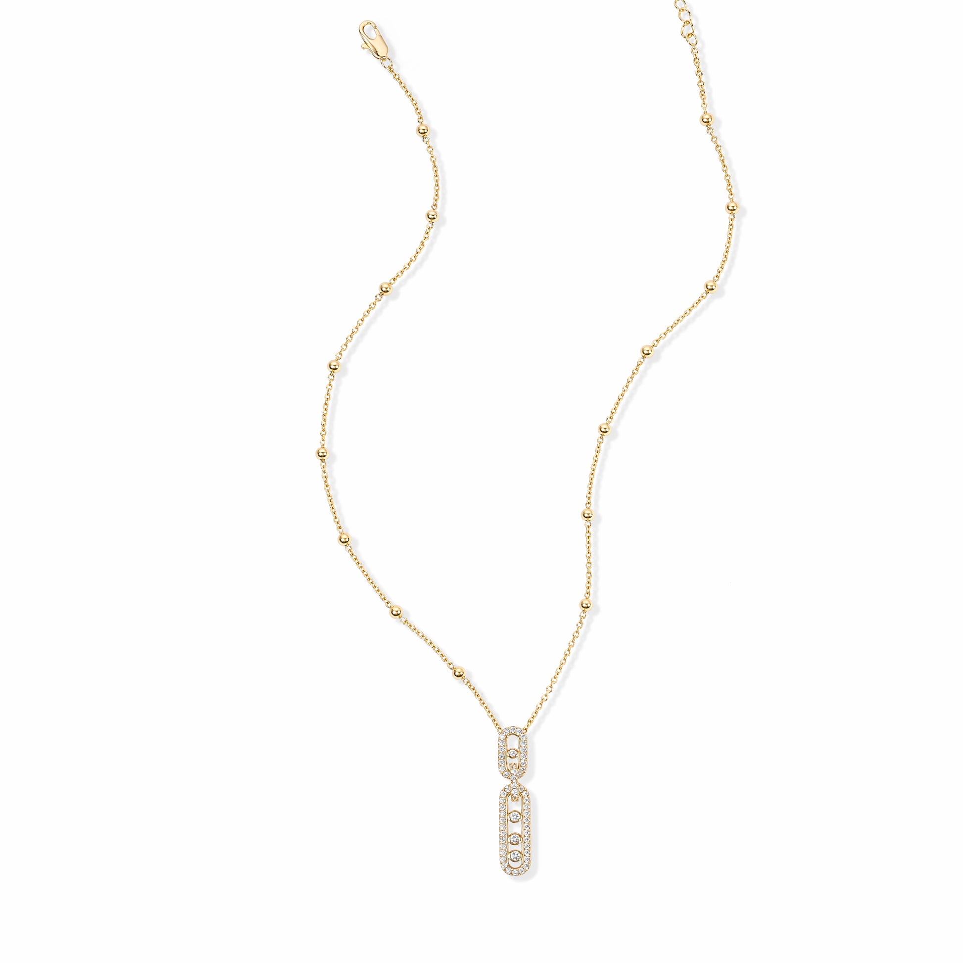 Gundrikea 14K Gold Pavé Paperclip Drop Earrings & Necklace Set