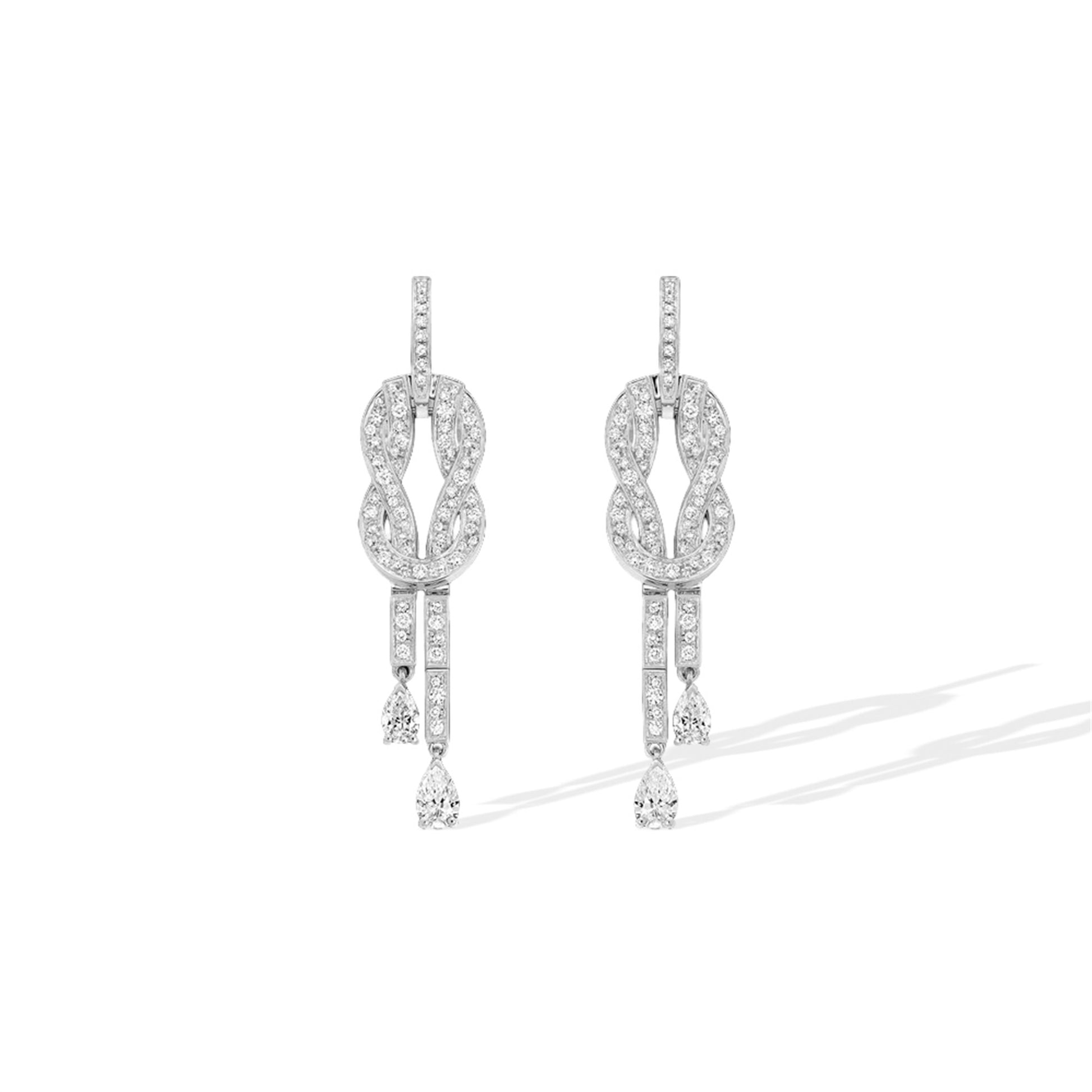 Hadwina White Twisted Knot Drop Earrings