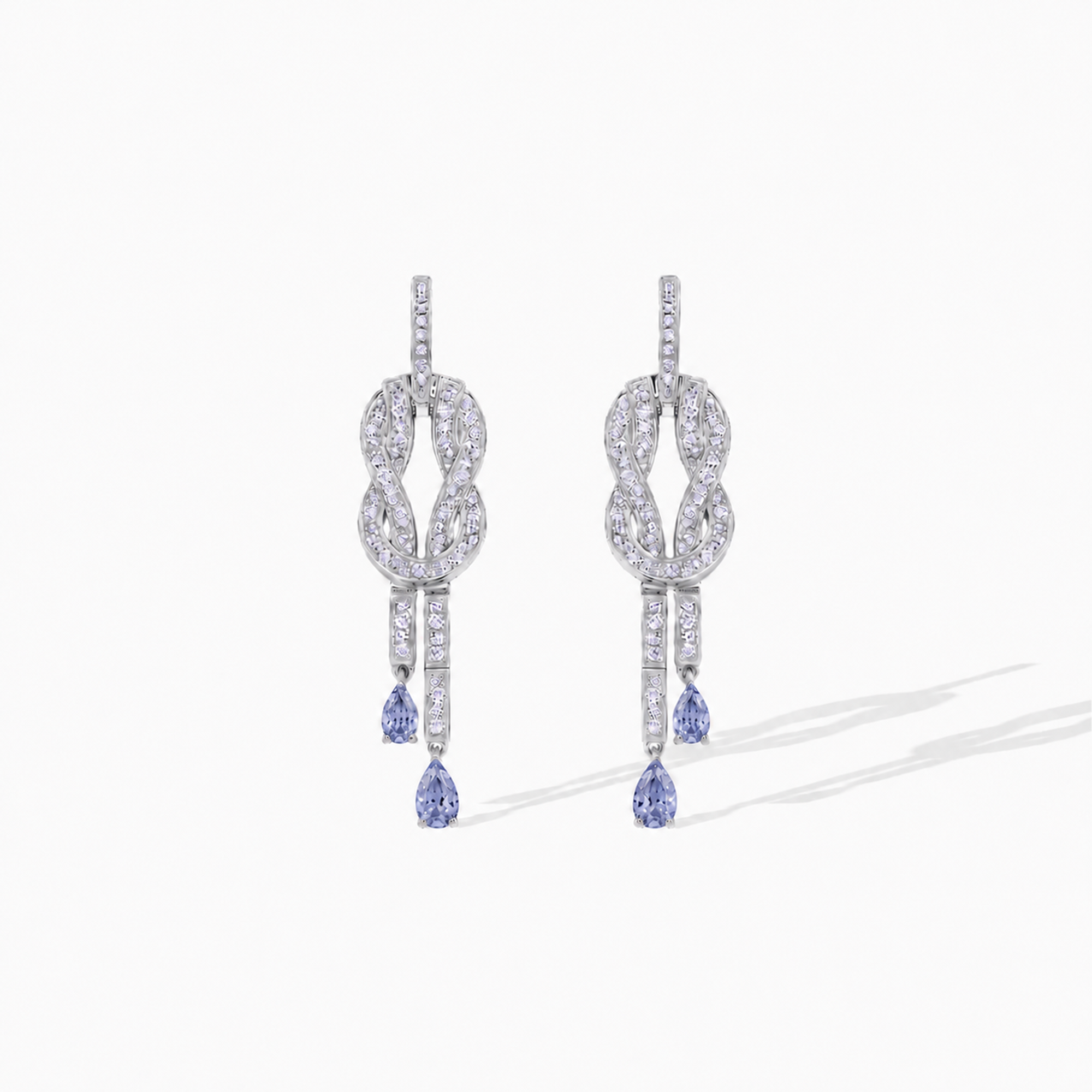 Hadwina White Twisted Knot Drop Earrings
