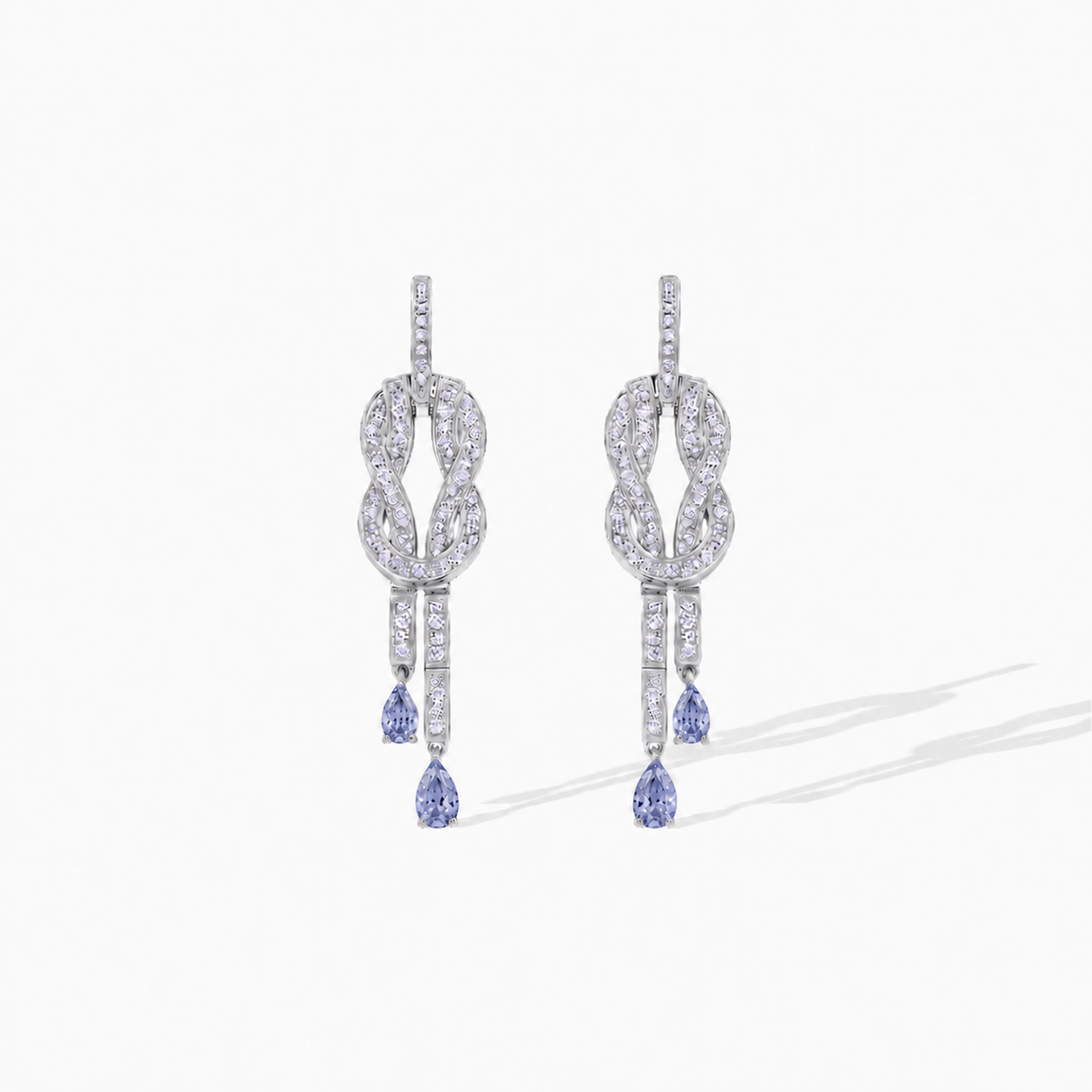 Hadwina White Twisted Knot Drop Earrings