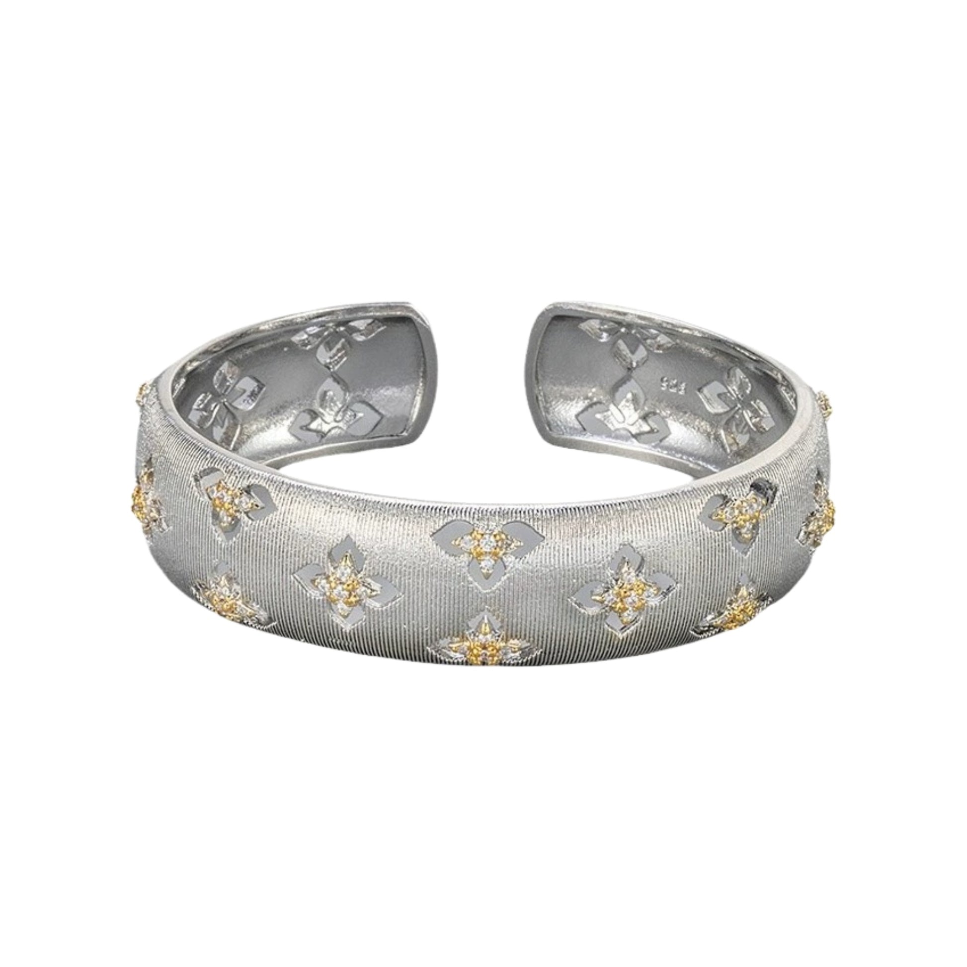 Hedgard 18K Gold Hollow Trèfle Open Bangle