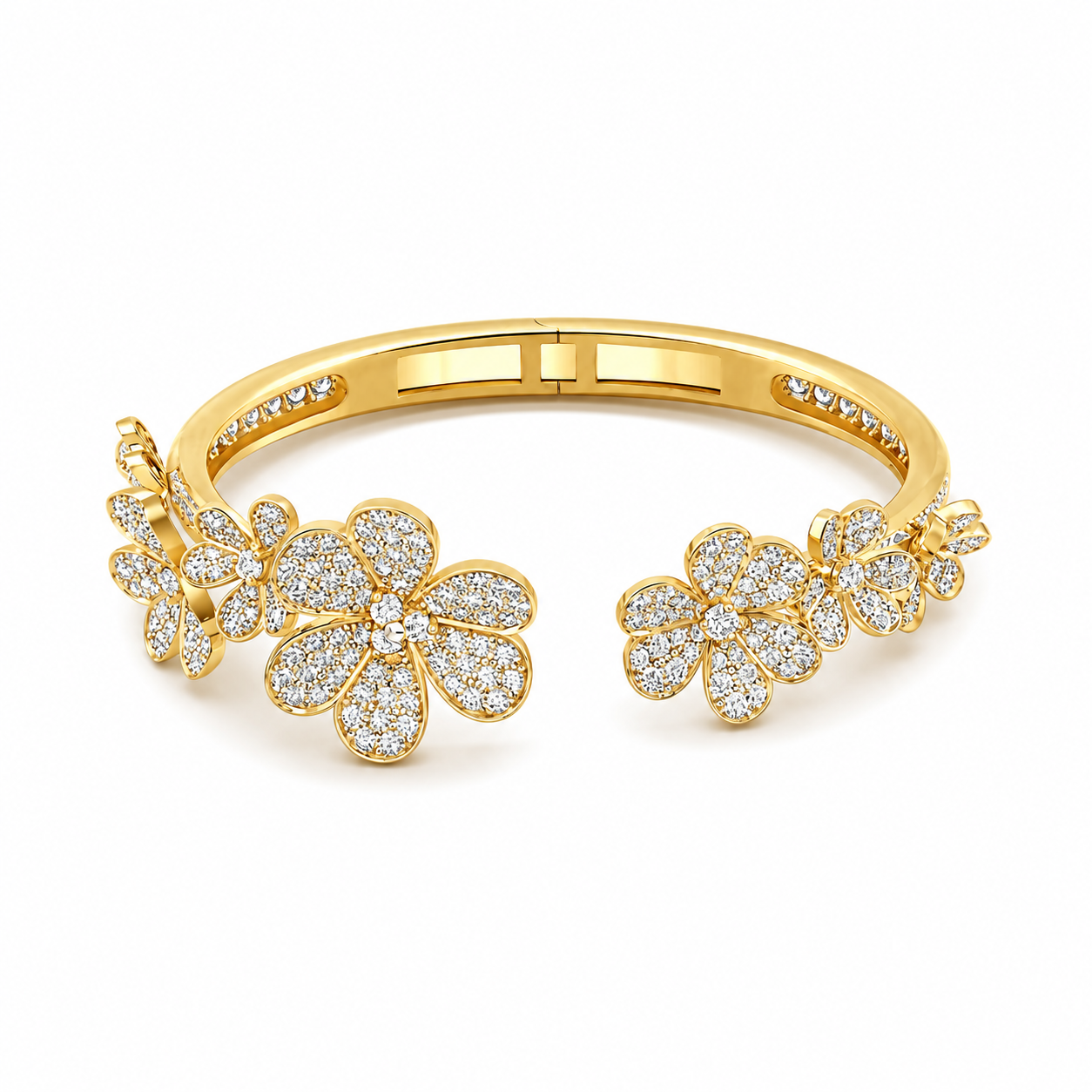 Hedgunde 14K Gold Floral Open Bangle