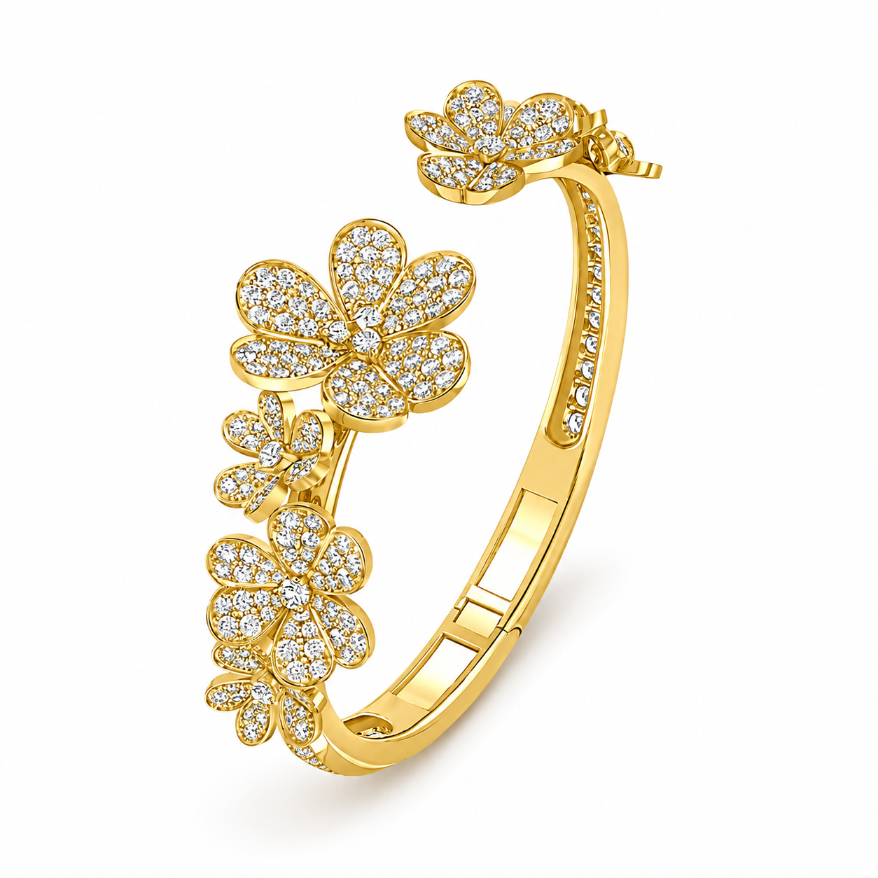 Hedgunde 14K Gold Floral Open Bangle