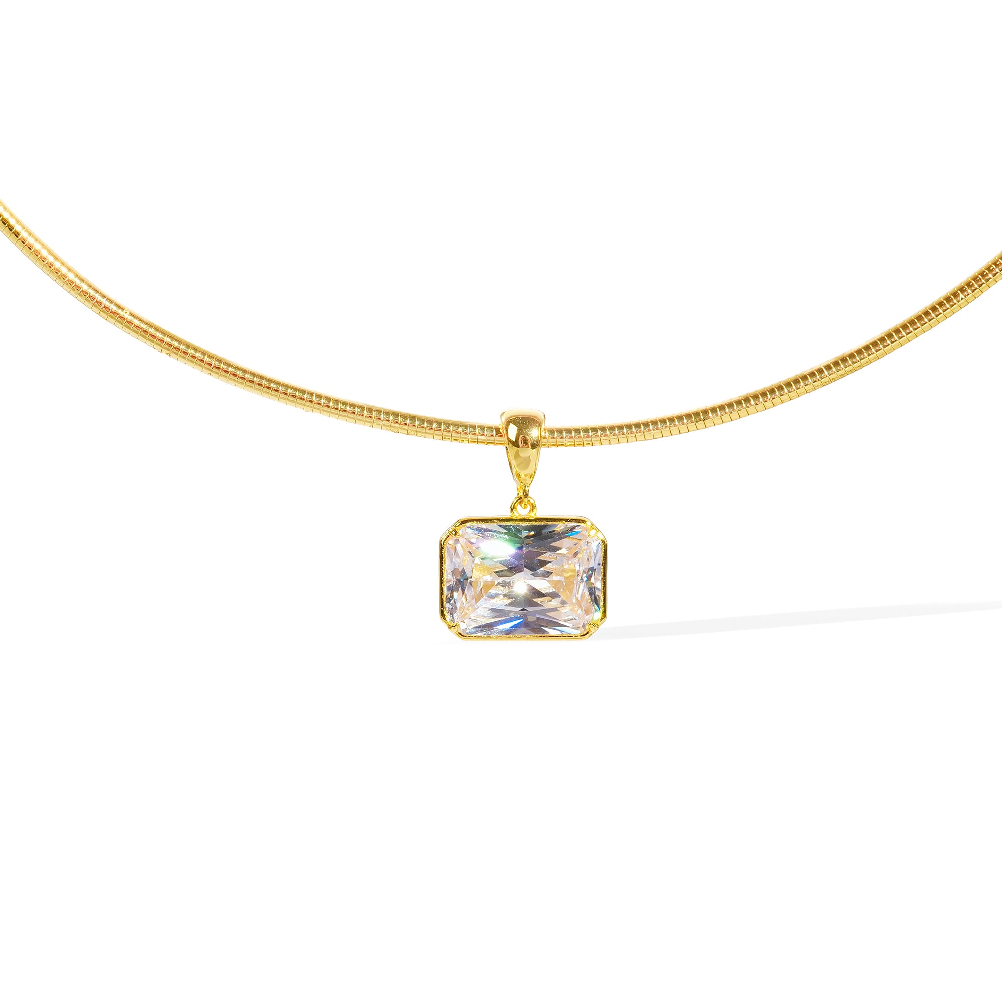 Hedhilde 14K Gold Rectangular Choker Necklace