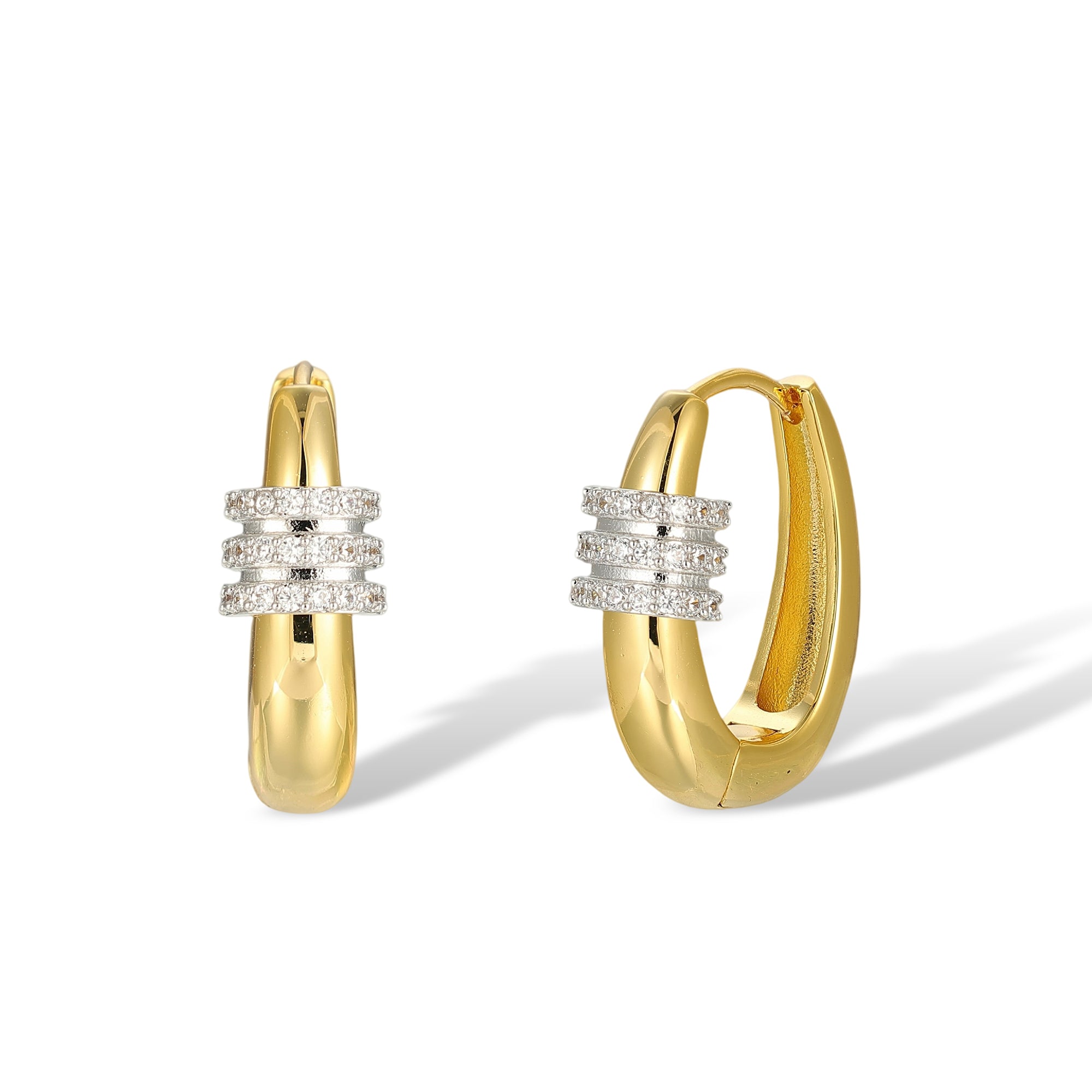 Hedmina 14K Gold Two-Tone Oval Huggie Earrings