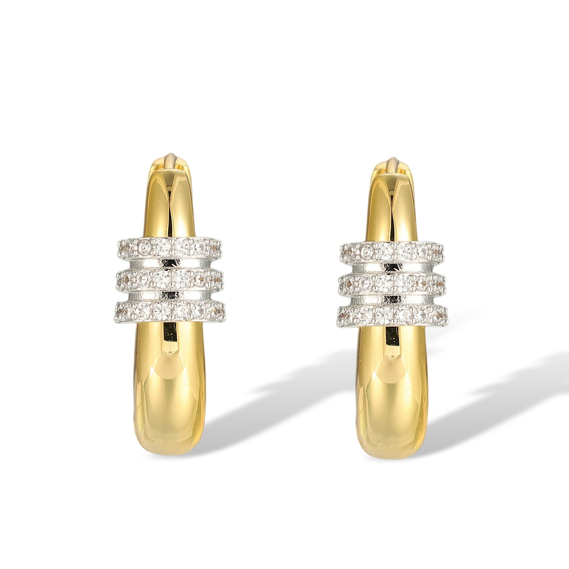 Hedmina 14K Gold Two-Tone Oval Huggie Earrings