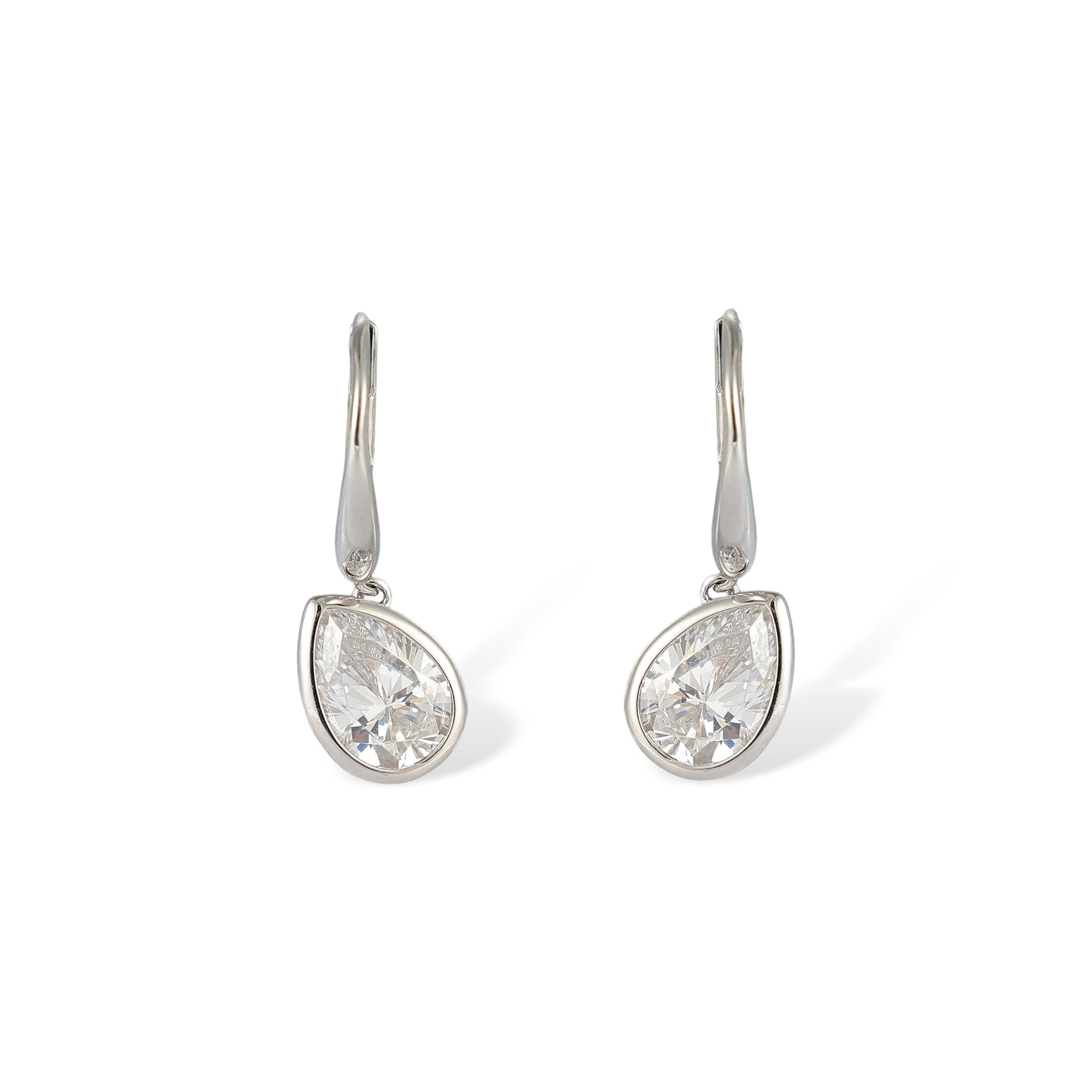 Hedrada White Teardrop Huggie Earrings