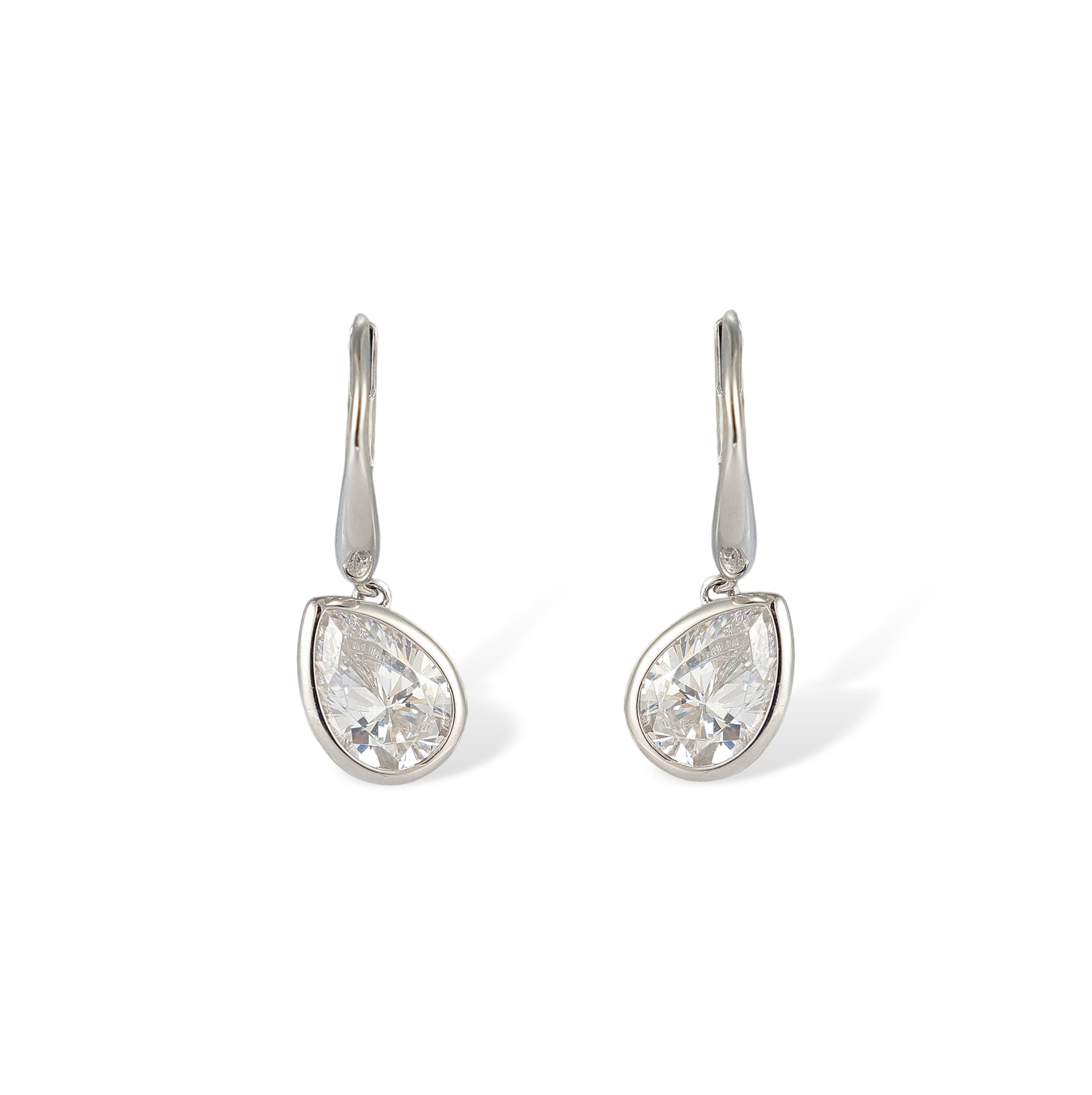 Hedrada White Teardrop Huggie Earrings