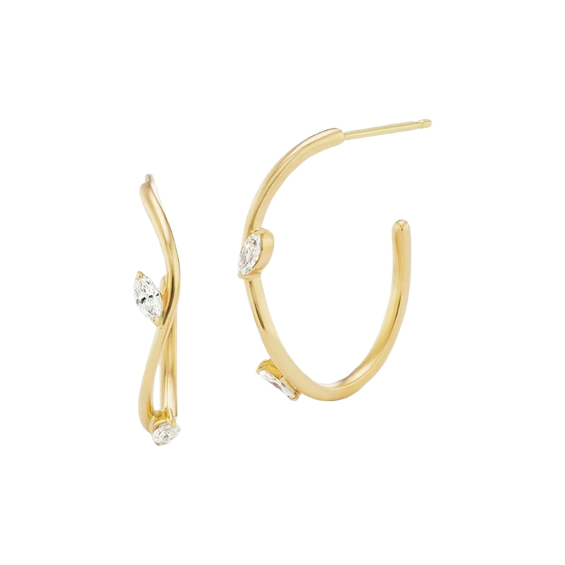 Hedrike 18K Gold C shape Marquise Earrings