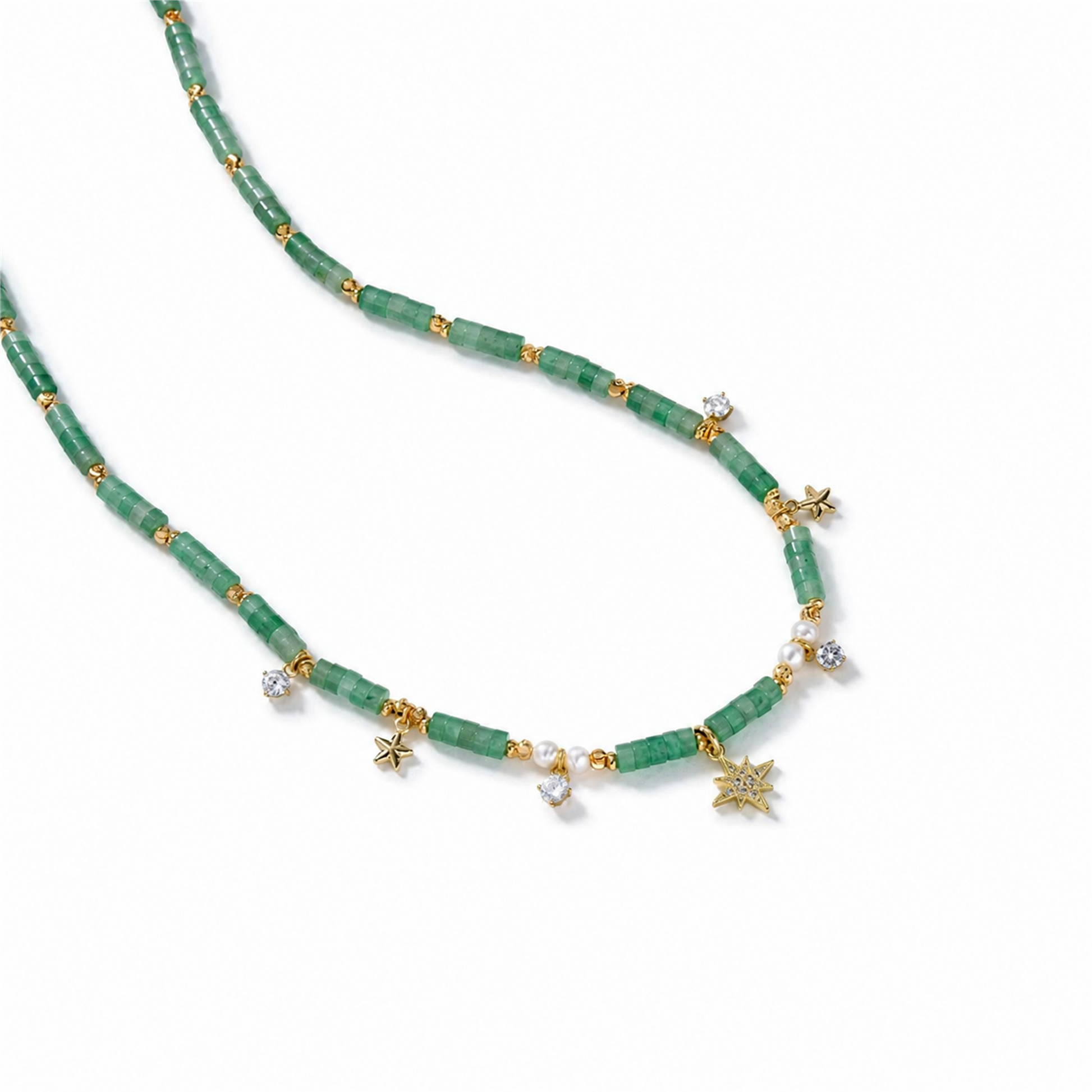 Hedrikea Green Starburst Pearl Natural Stone Necklace