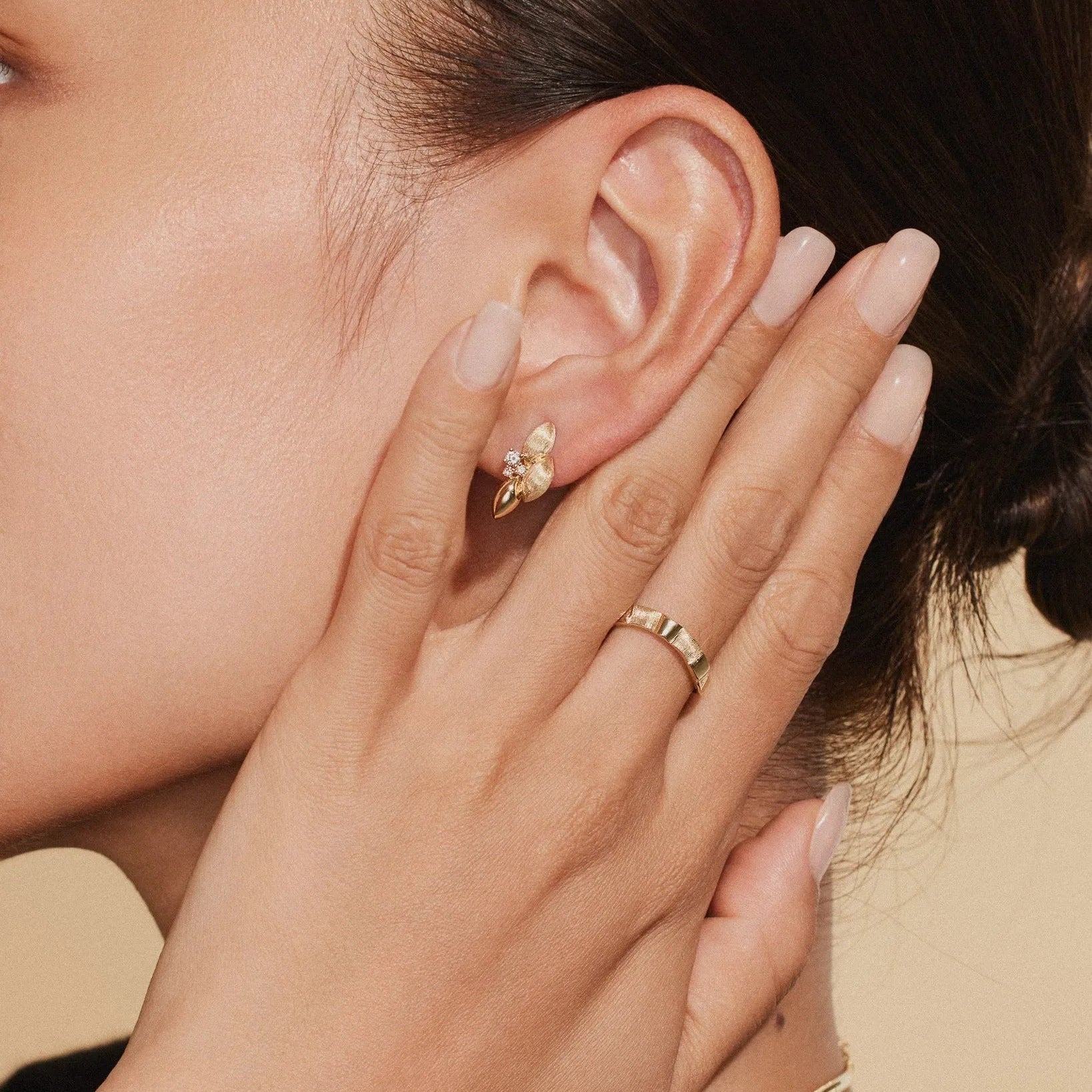 Hedtraud 14K Gold Bud Cluster Earrings
