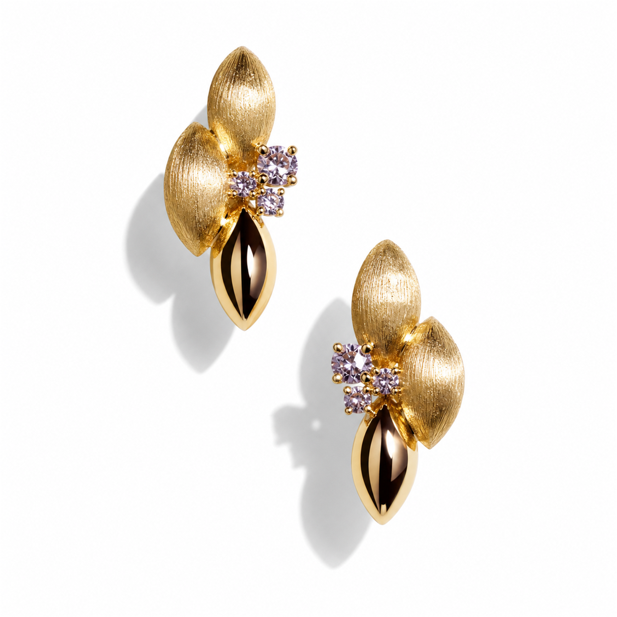 Hedtraud 14K Gold Bud Cluster Earrings