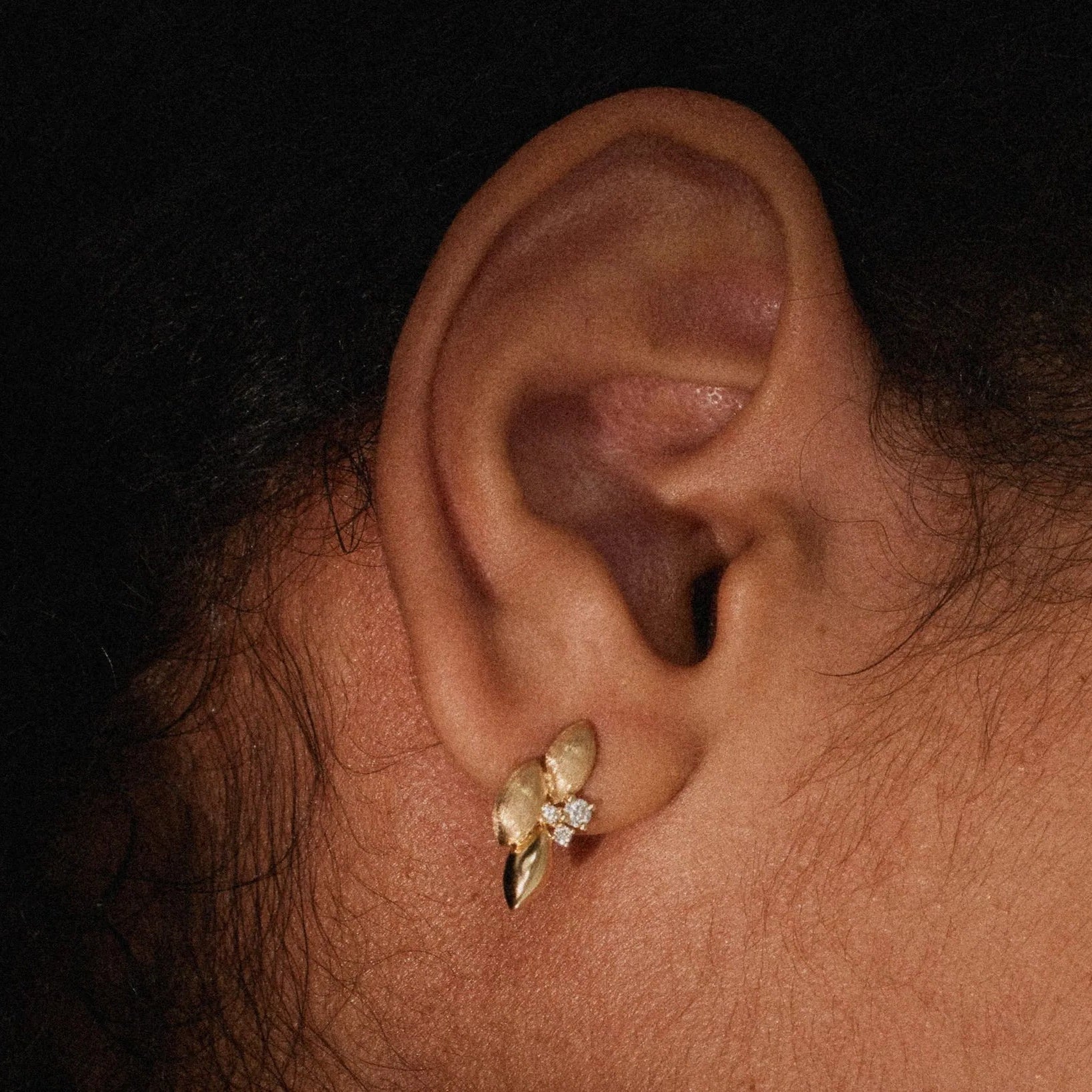 Hedtraud 14K Gold Bud Cluster Earrings