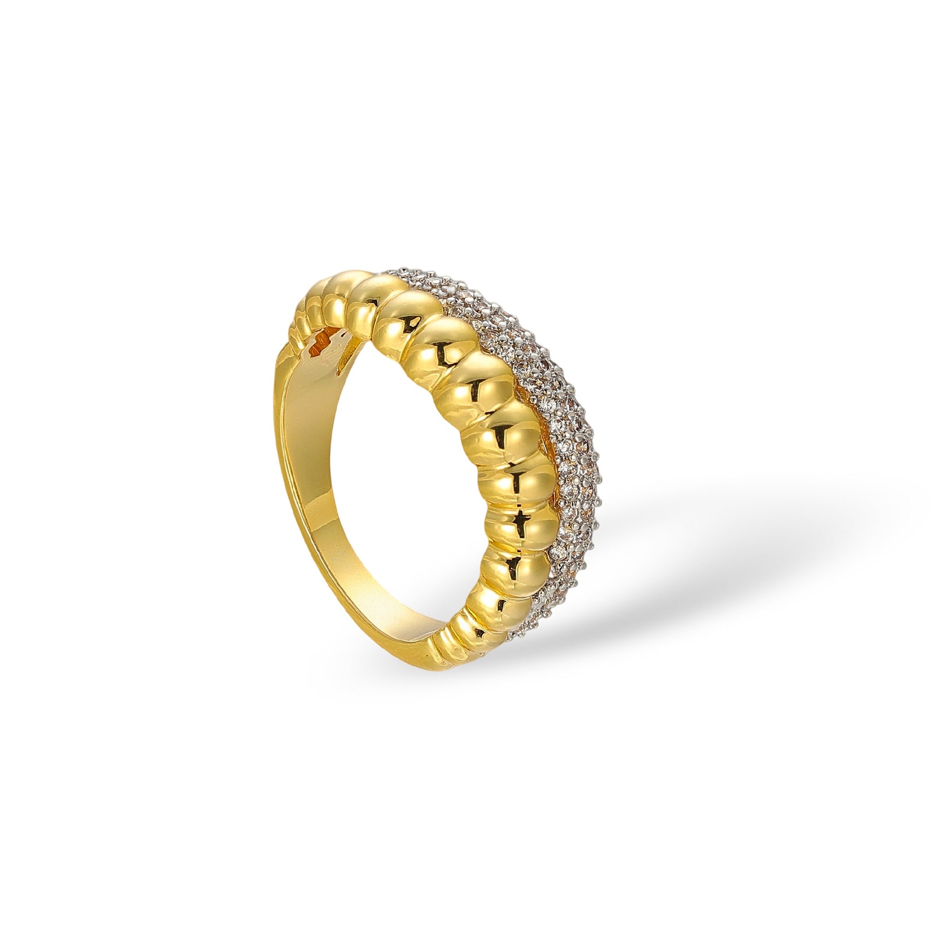 Heide 14K Gold Dual-Layer Curved Ring