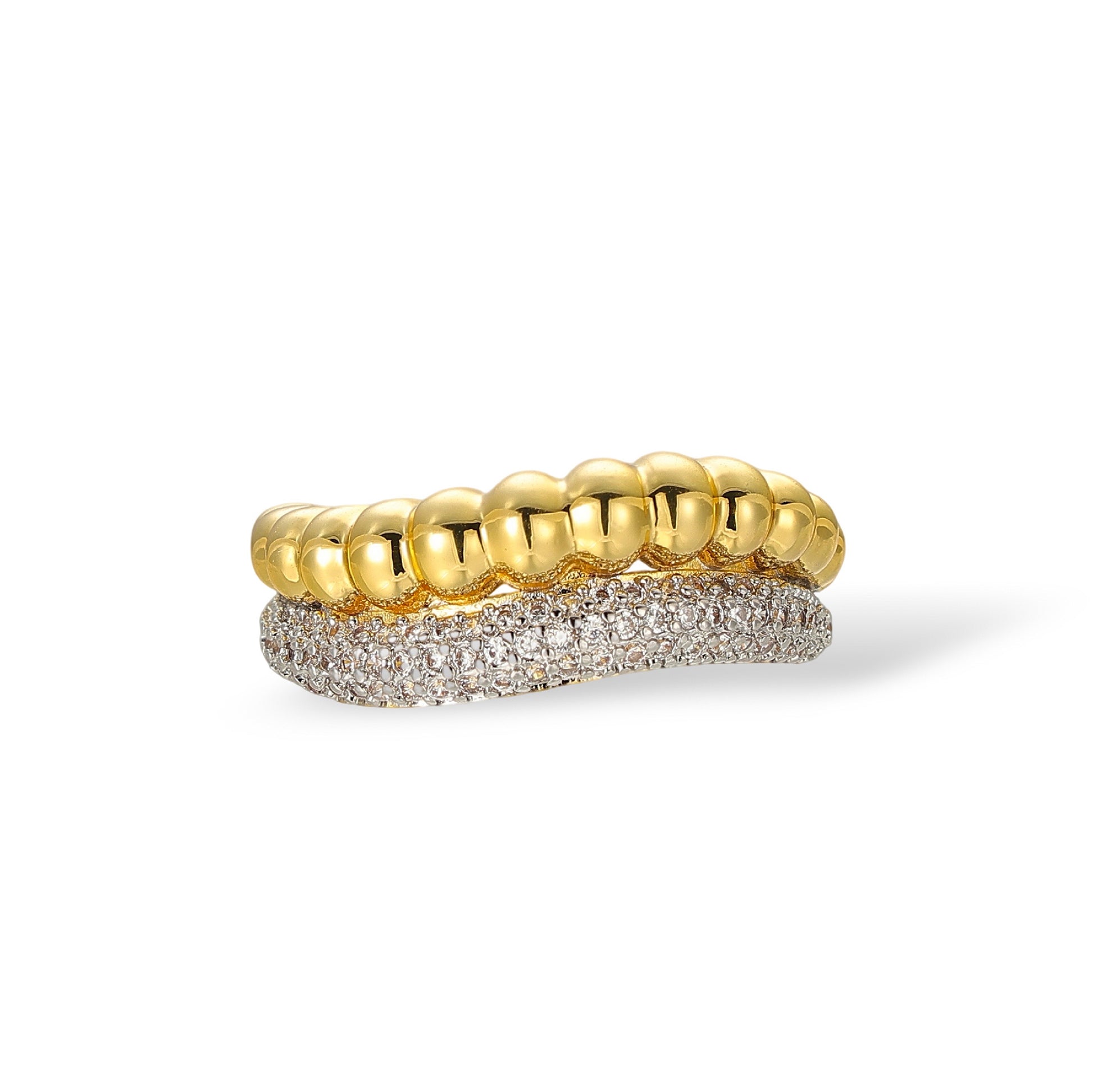 Heide 14K Gold Dual-Layer Curved Ring