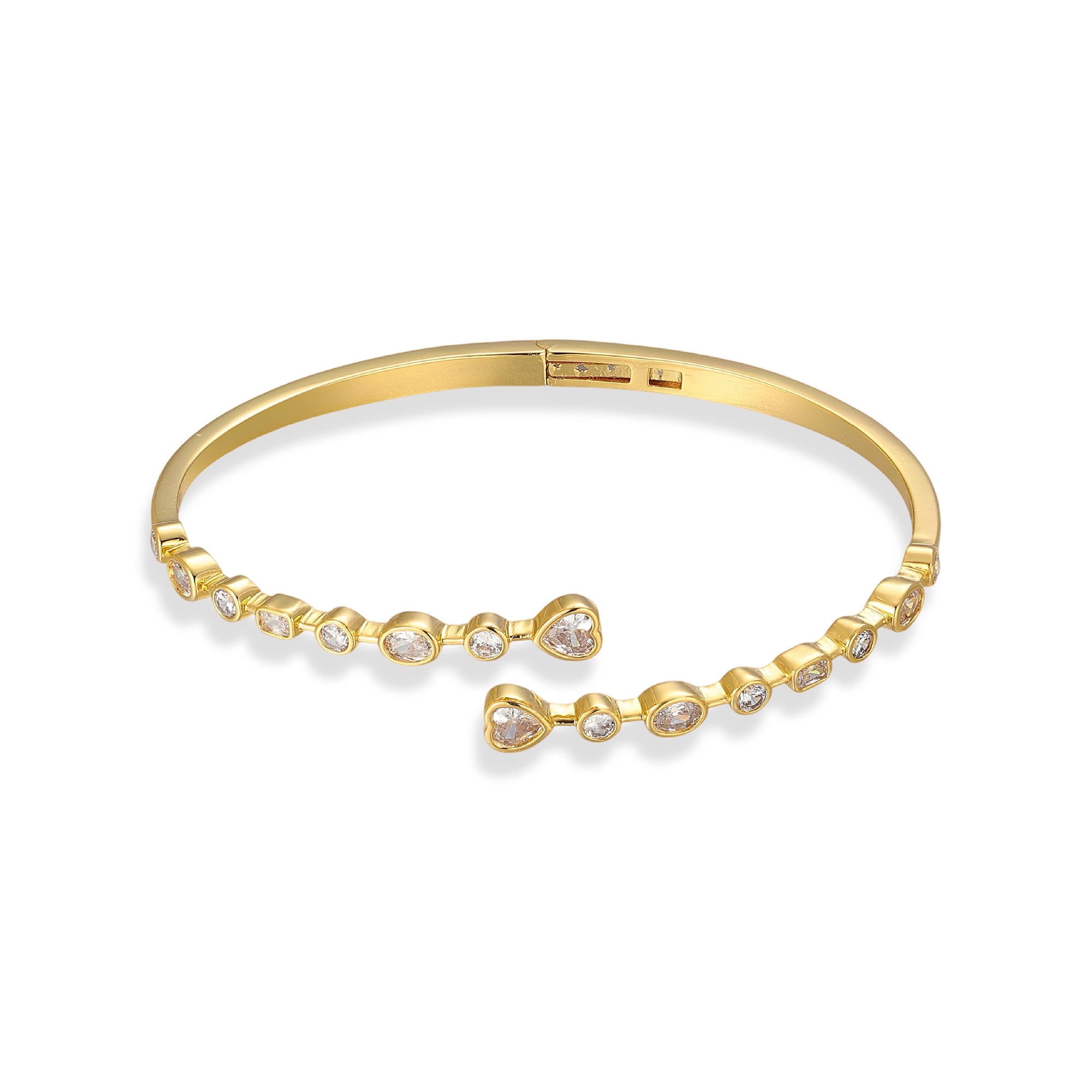 Heilwina 14K Gold Mixed Shape Open Bangle