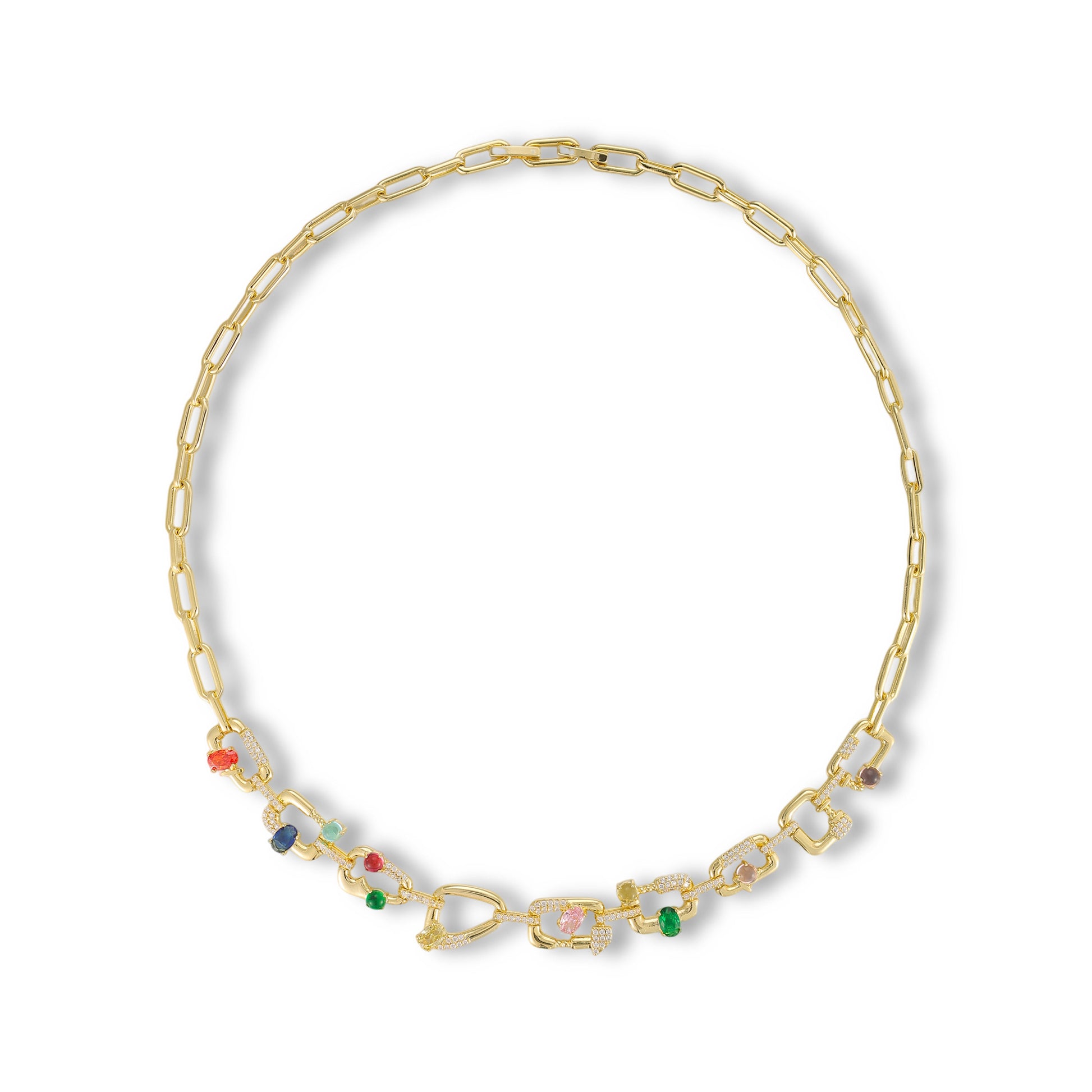 Helga 14K Gold Multicolor Mixed Shape Necklace