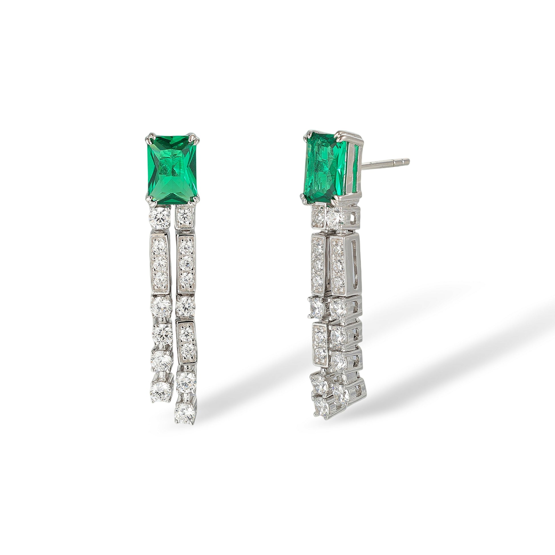 Helin Green Rectangular Drop Earrings