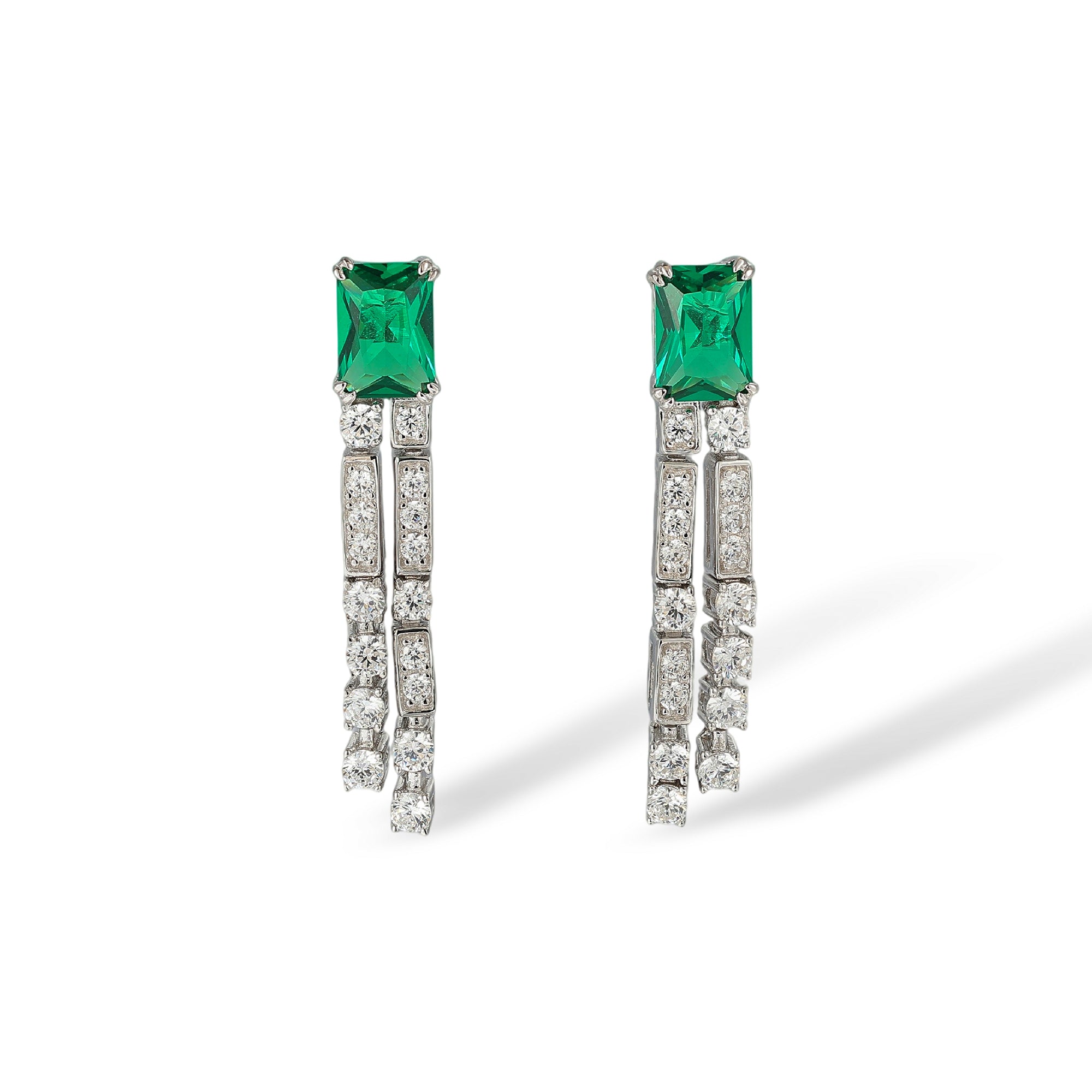 Helin Green Rectangular Drop Earrings