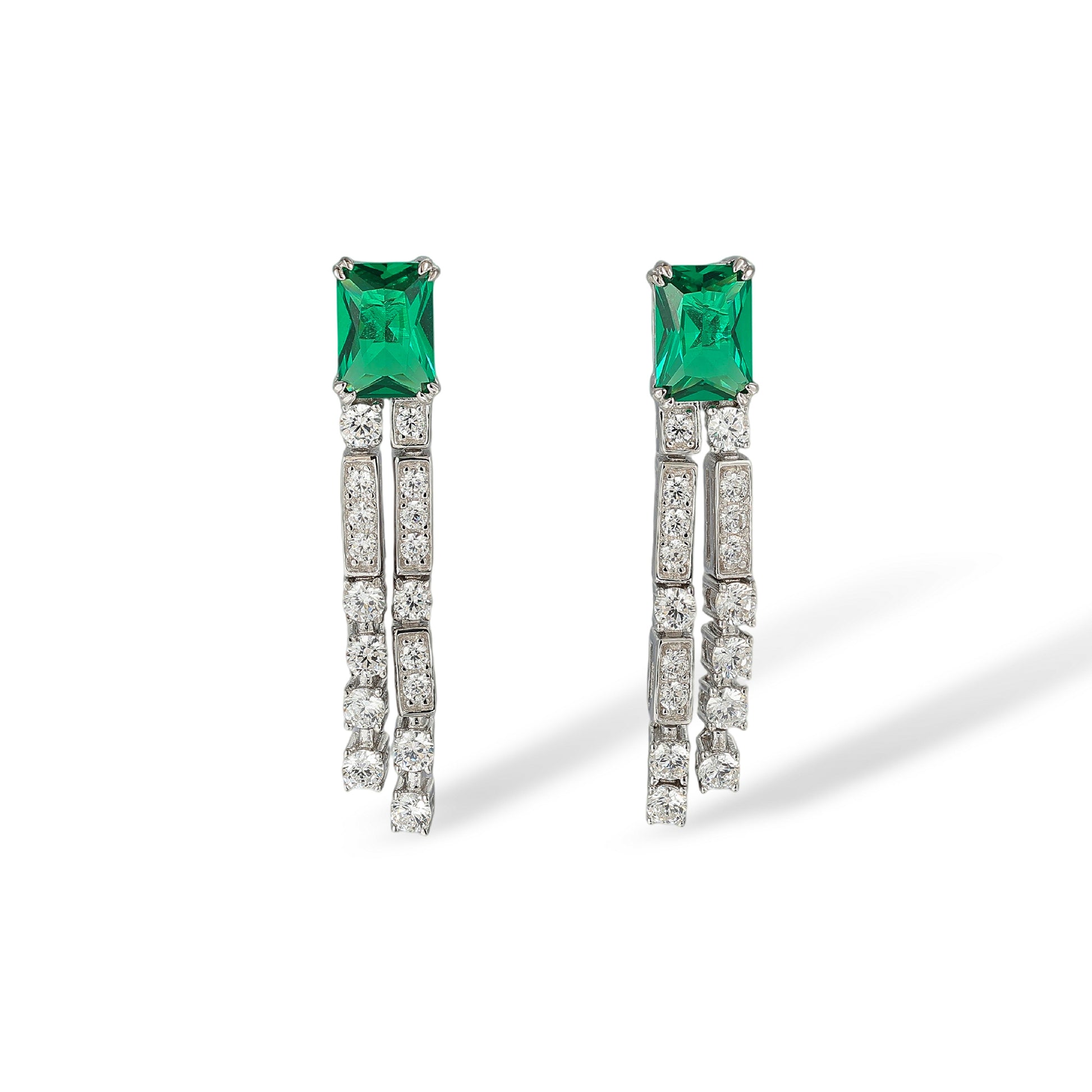 Helin Green Rectangular Drop Earrings