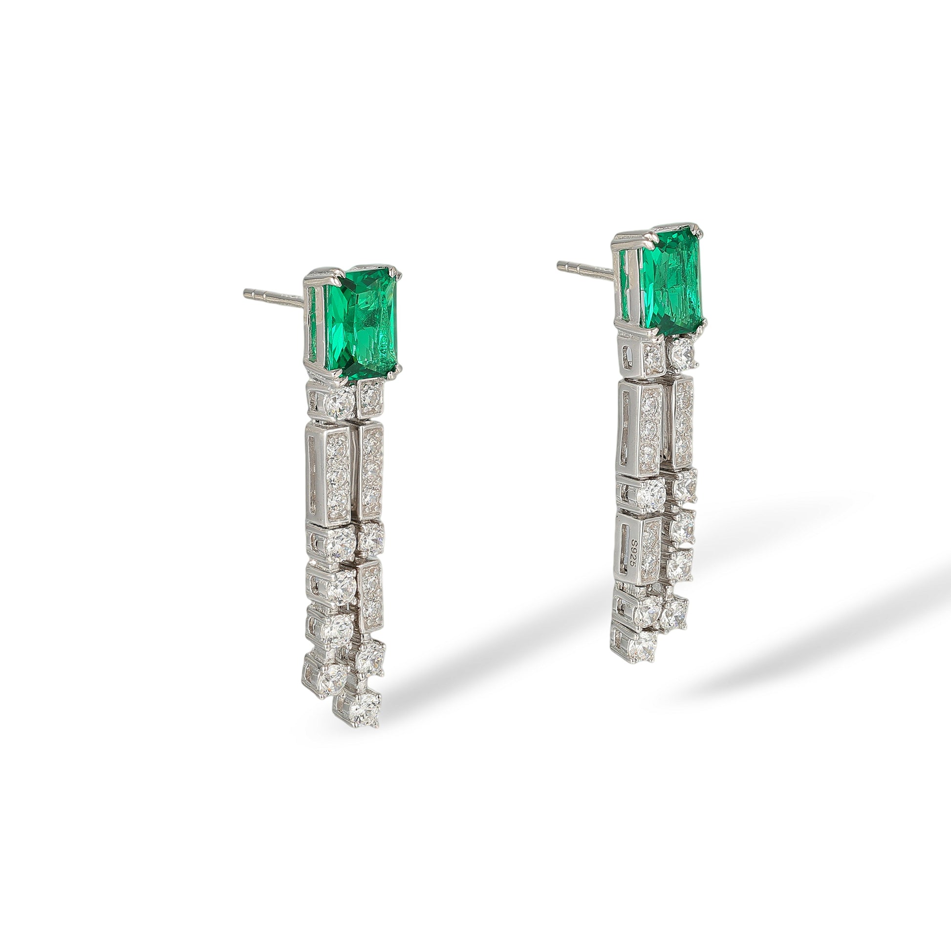 Helin Green Rectangular Drop Earrings