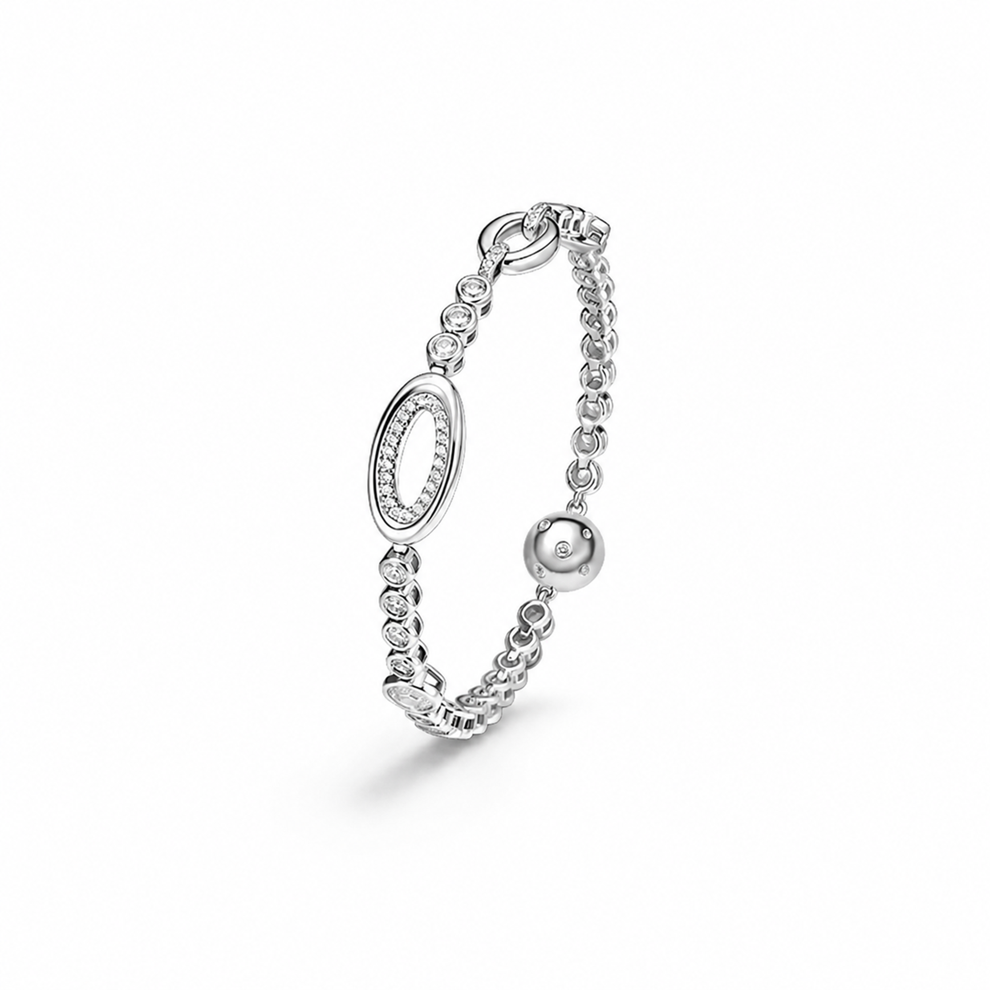 Henrike Silver Oval Hollow Bracelet