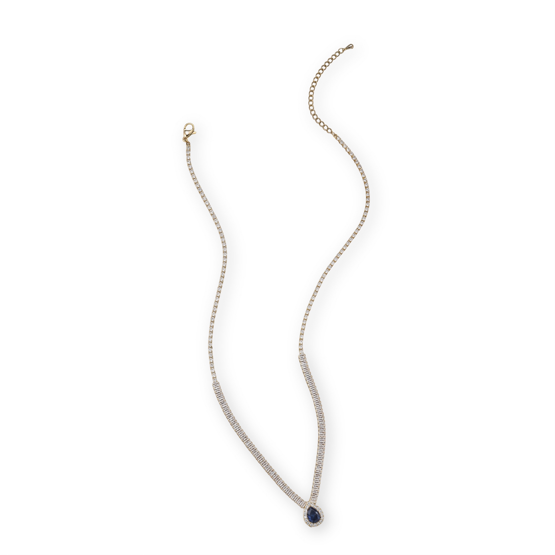 Hermia 14K Gold Baguette Teardrop Necklace