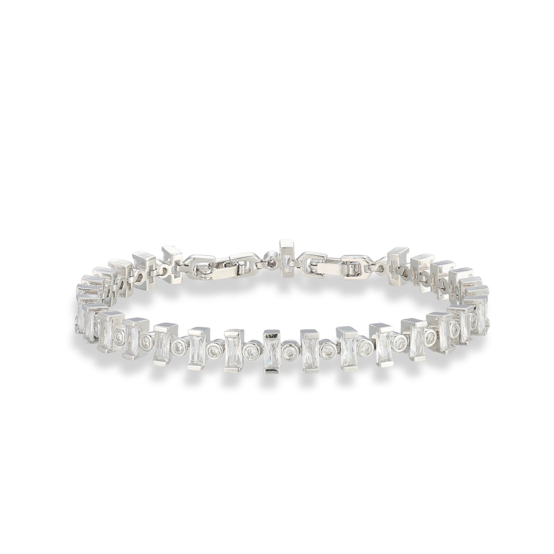 Hilda 14K Gold Baguette Round Tennis Bracelet