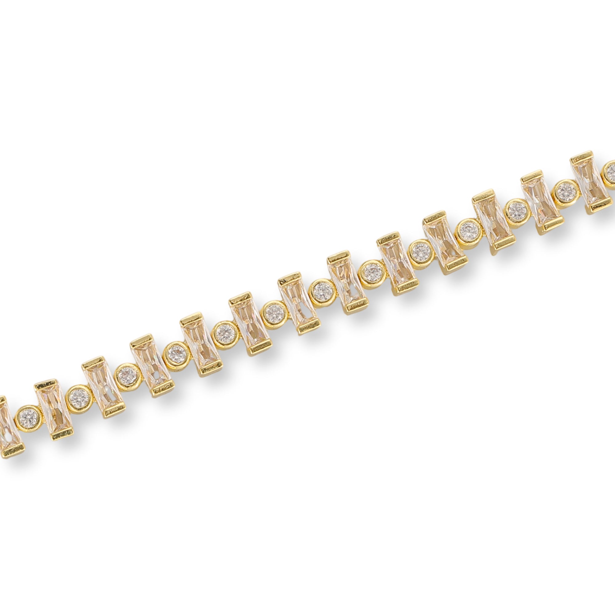 Hilda 14K Gold Baguette Round Tennis Bracelet