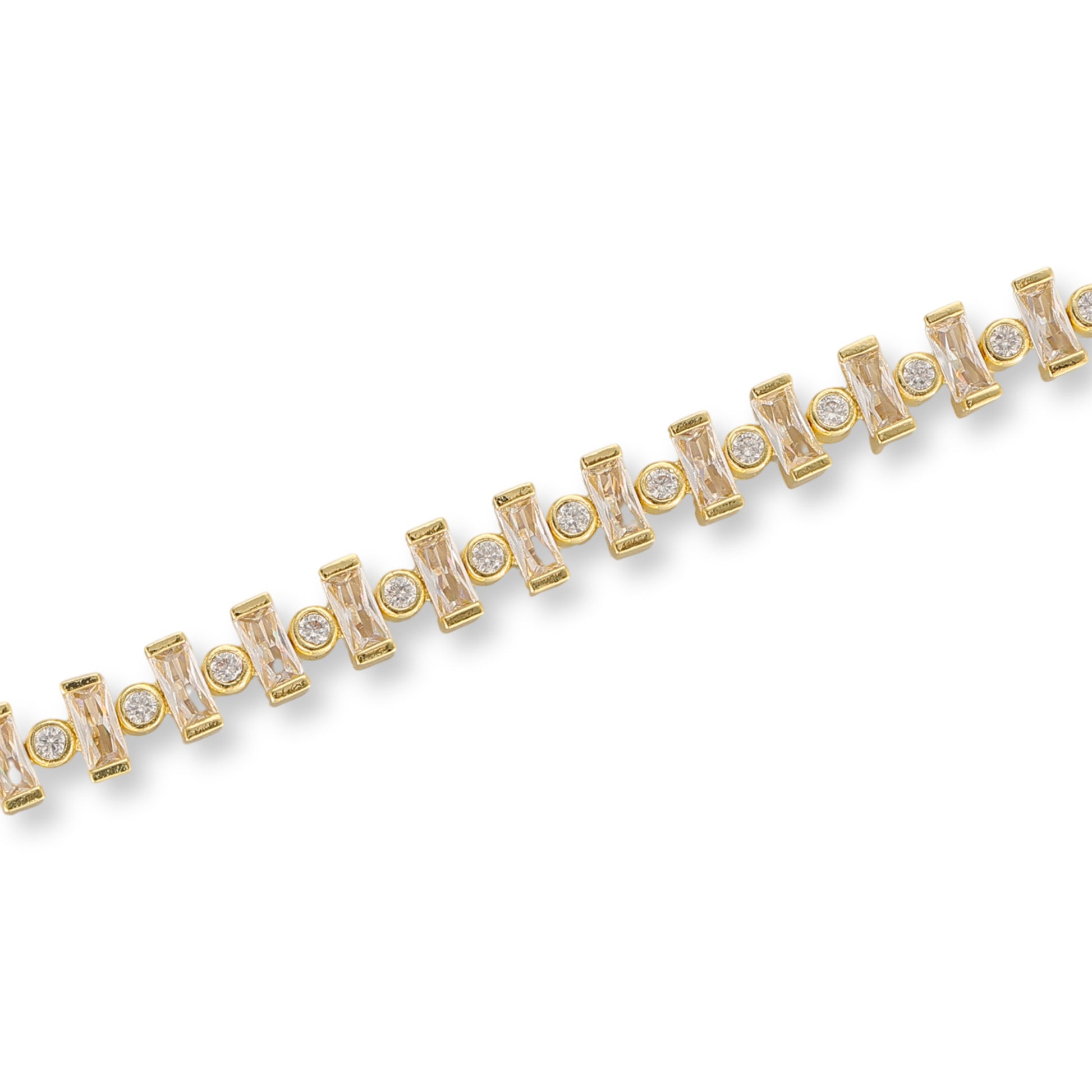 Hilda 14K Gold Baguette Round Tennis Bracelet