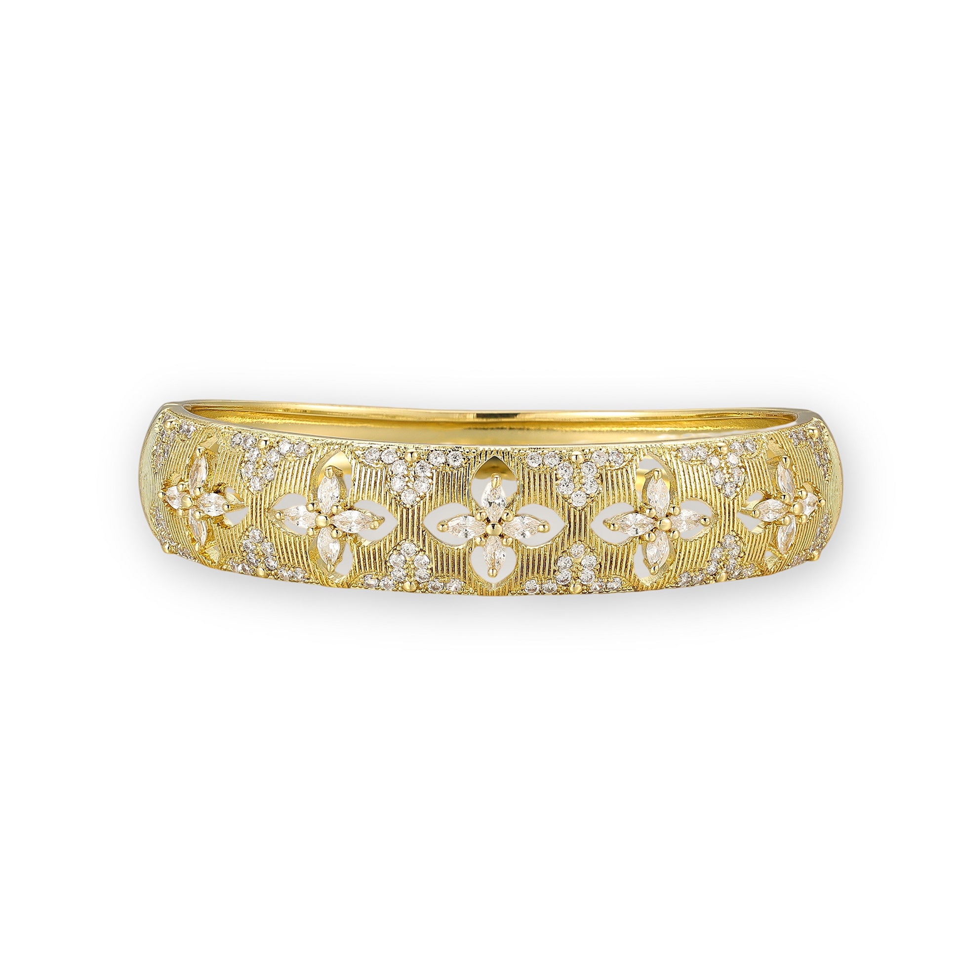 Honoria 14K Gold Hollow Floral Bangle