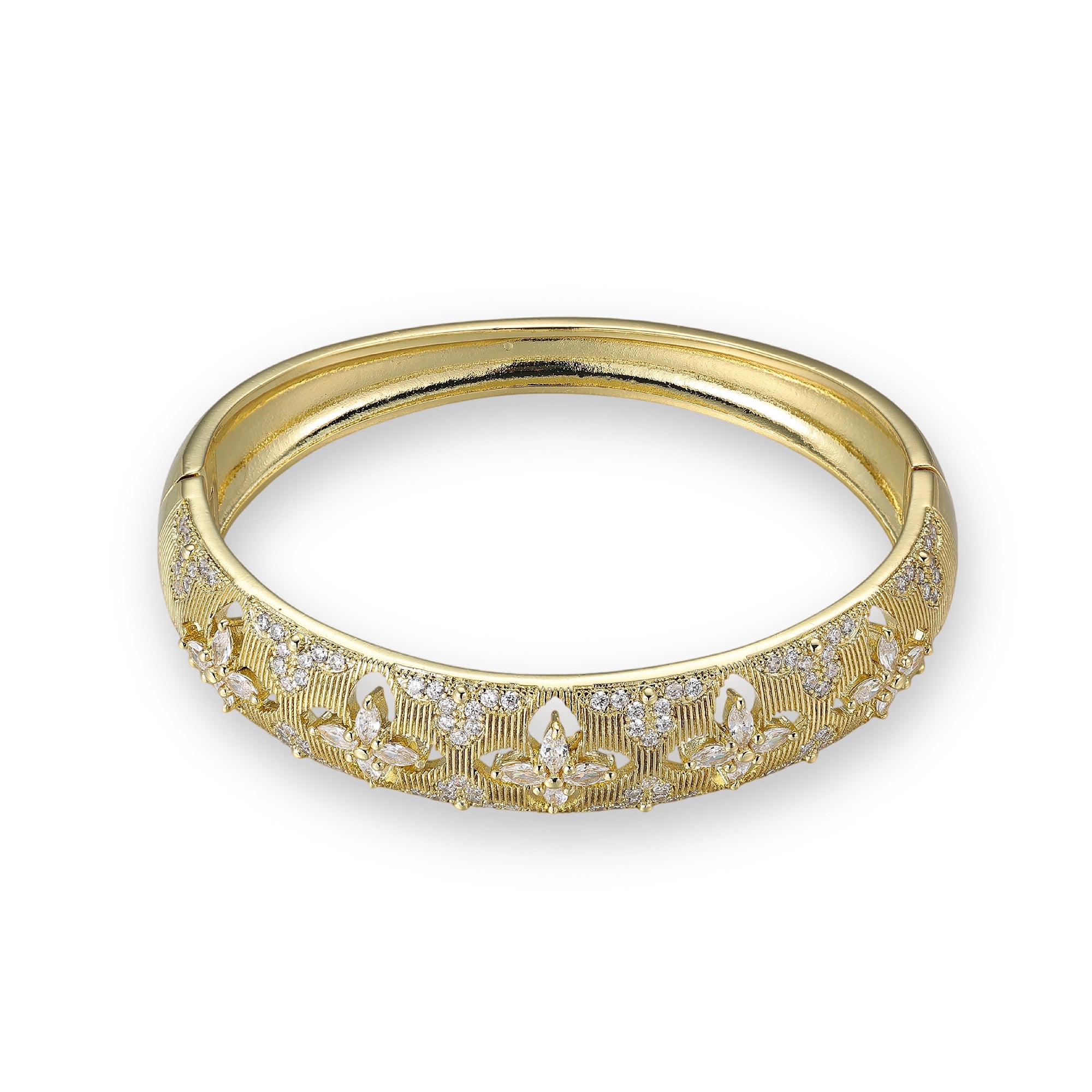 Honoria 14K Gold Hollow Floral Bangle