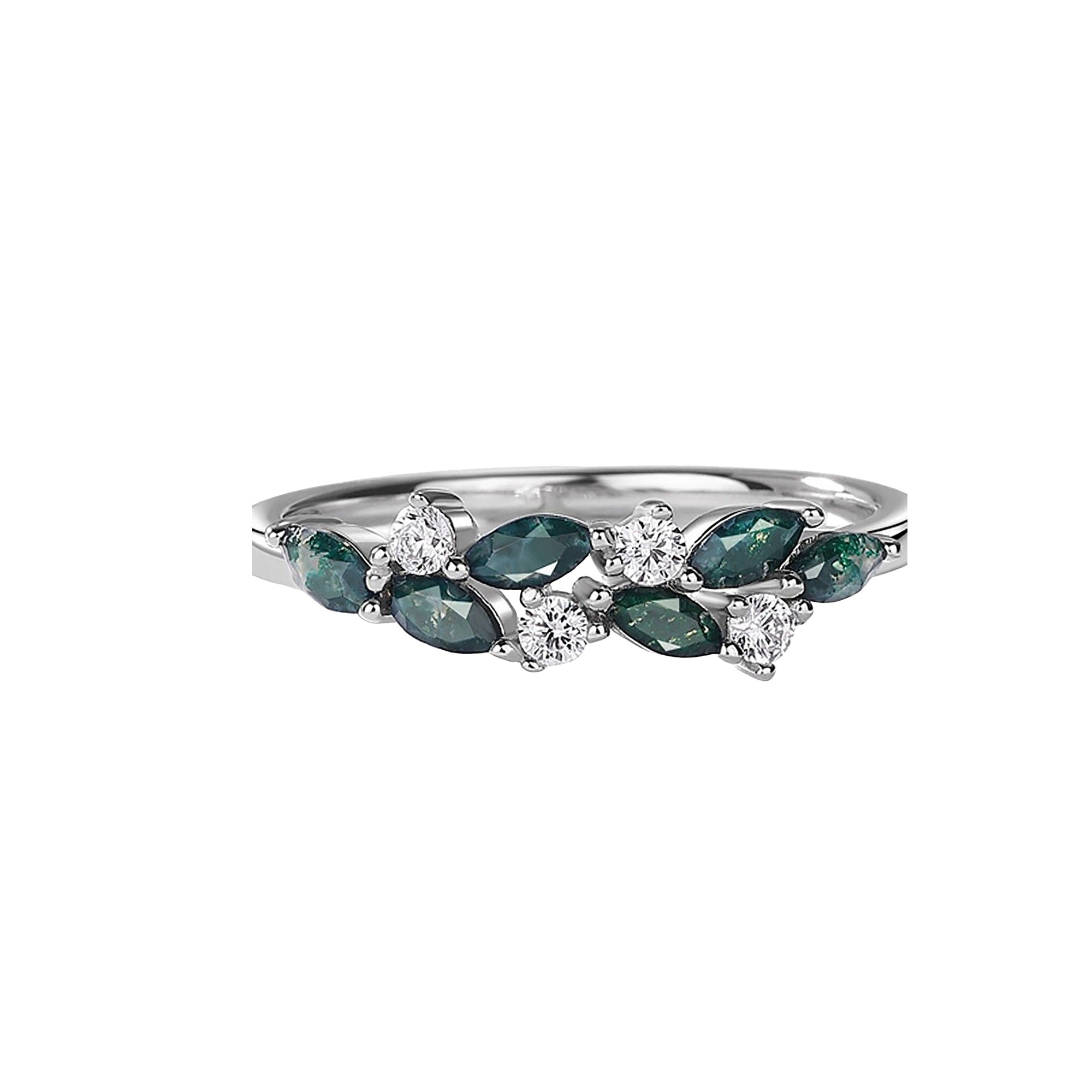 Ianthe Green Moss Navette Ring