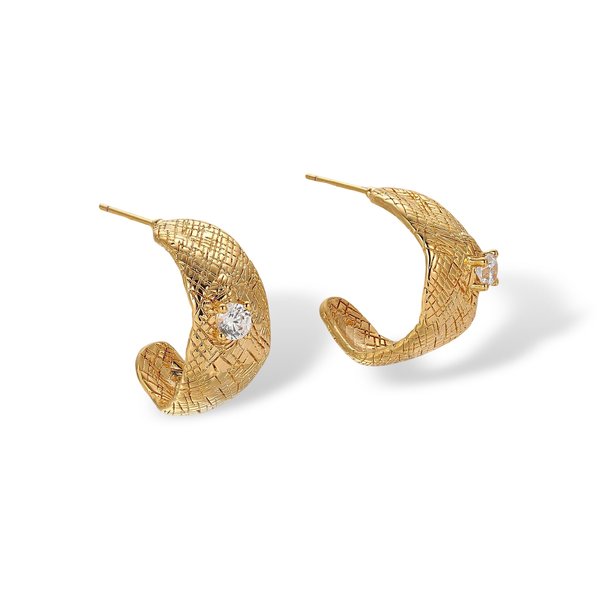 Illyrienne 18K Gold Mesh C Shape Earrings
