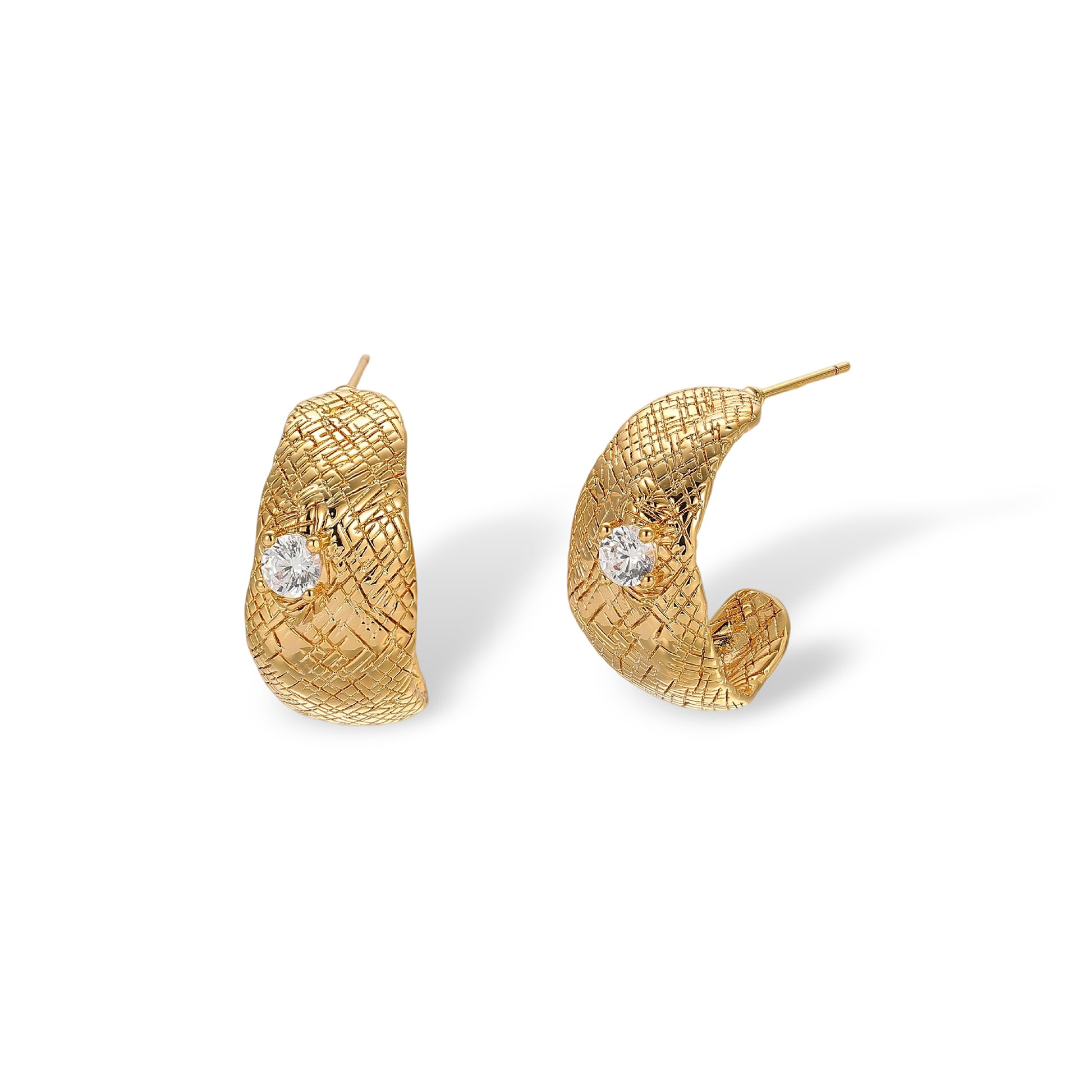 Illyrienne 18K Gold Mesh C Shape Earrings