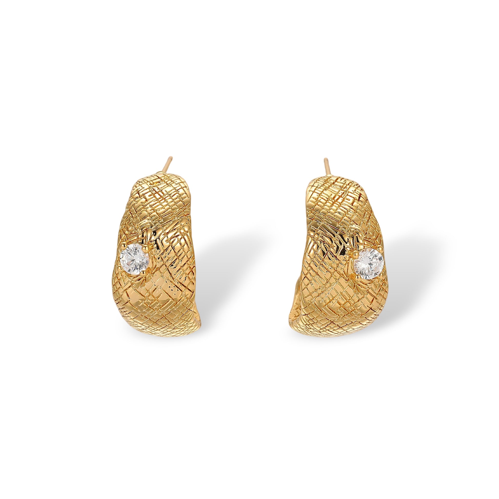 Illyrienne 18K Gold Mesh C Shape Earrings