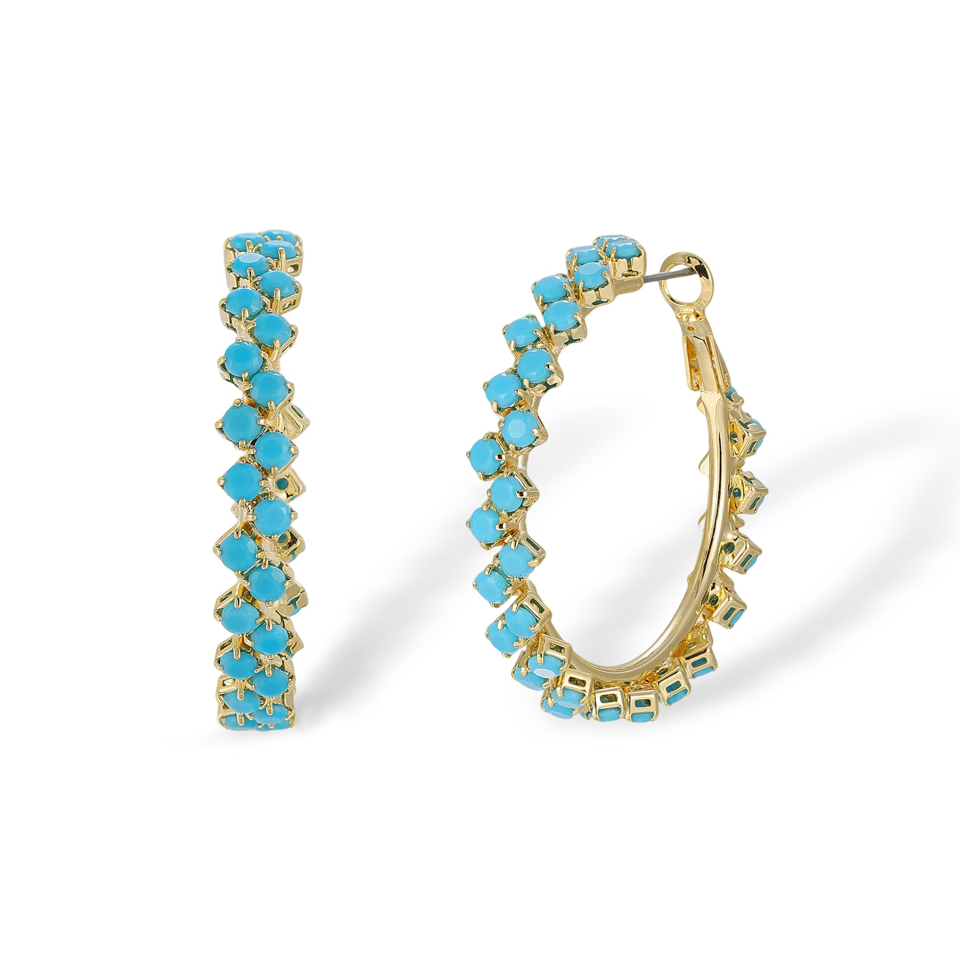 Ilona Turquoise Round Hoop Earrings