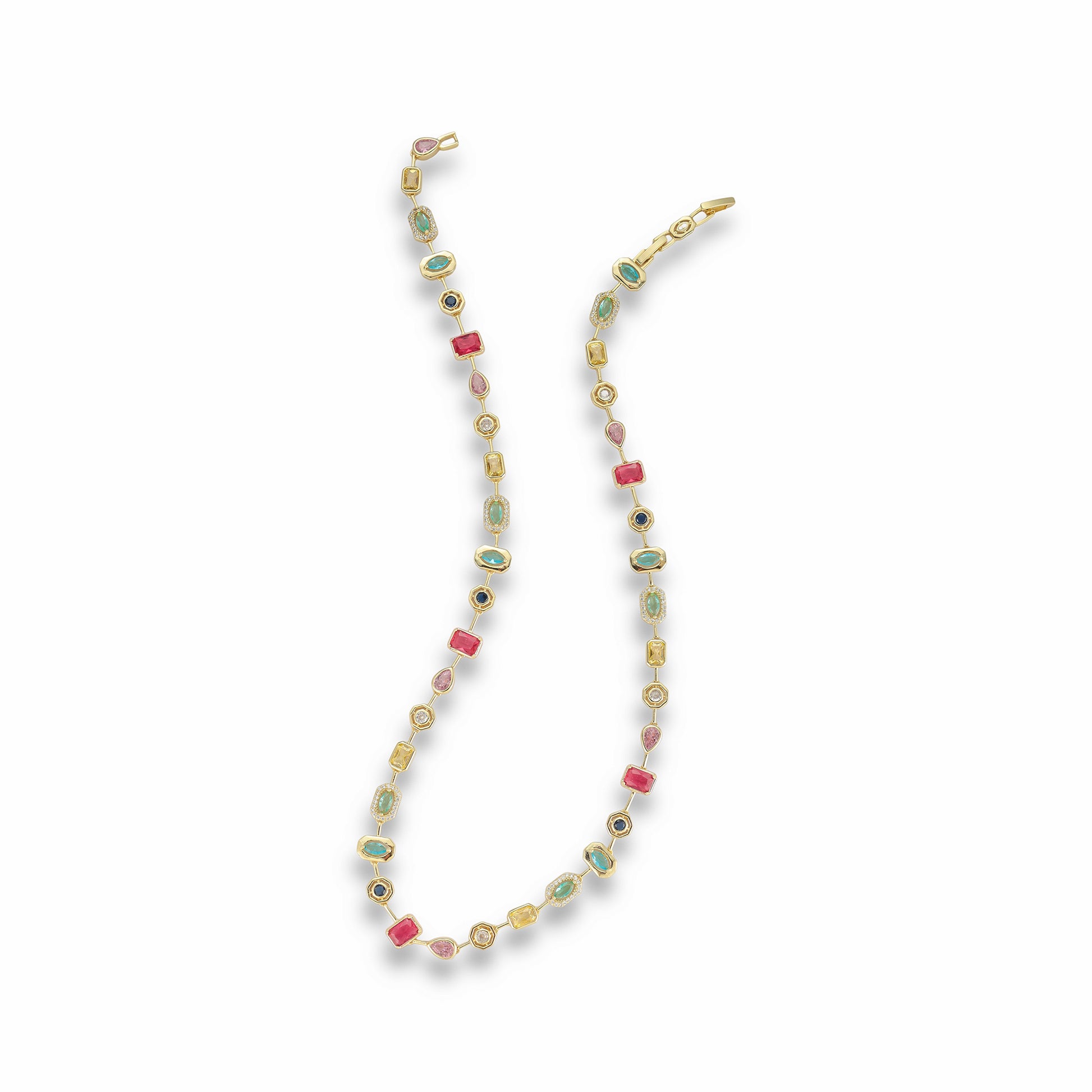 Ingrid 14K Gold Multicolor Mixed Shape Necklace