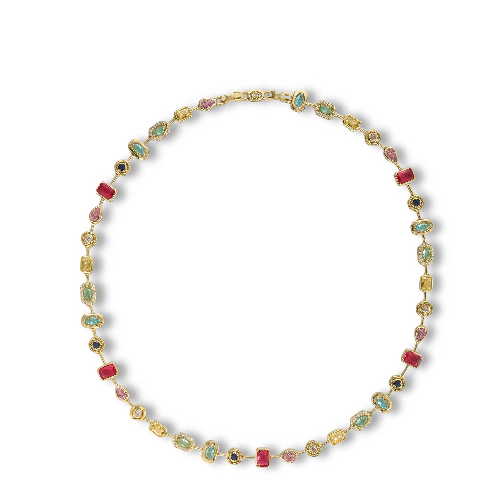 Ingrid 14K Gold Multicolor Mixed Shape Necklace