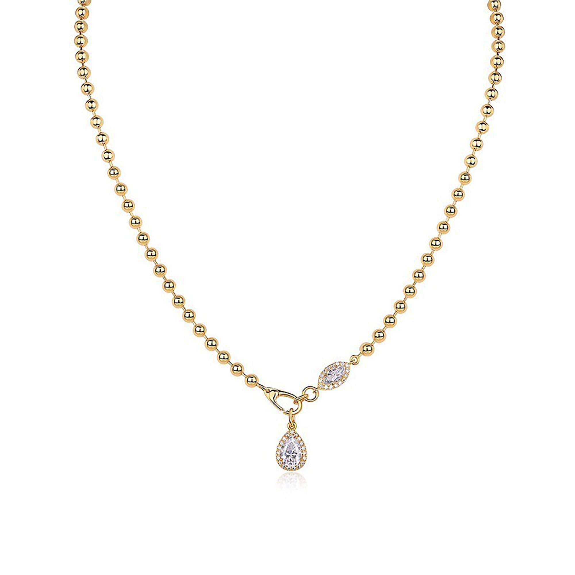 Ingwina 14K Gold Teardrop Marquise Moissanite Necklace