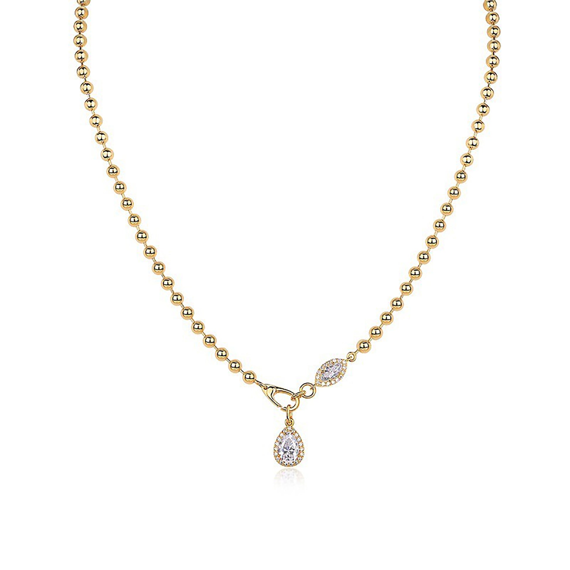 Ingwina 14K Gold Teardrop Marquise Moissanite Necklace