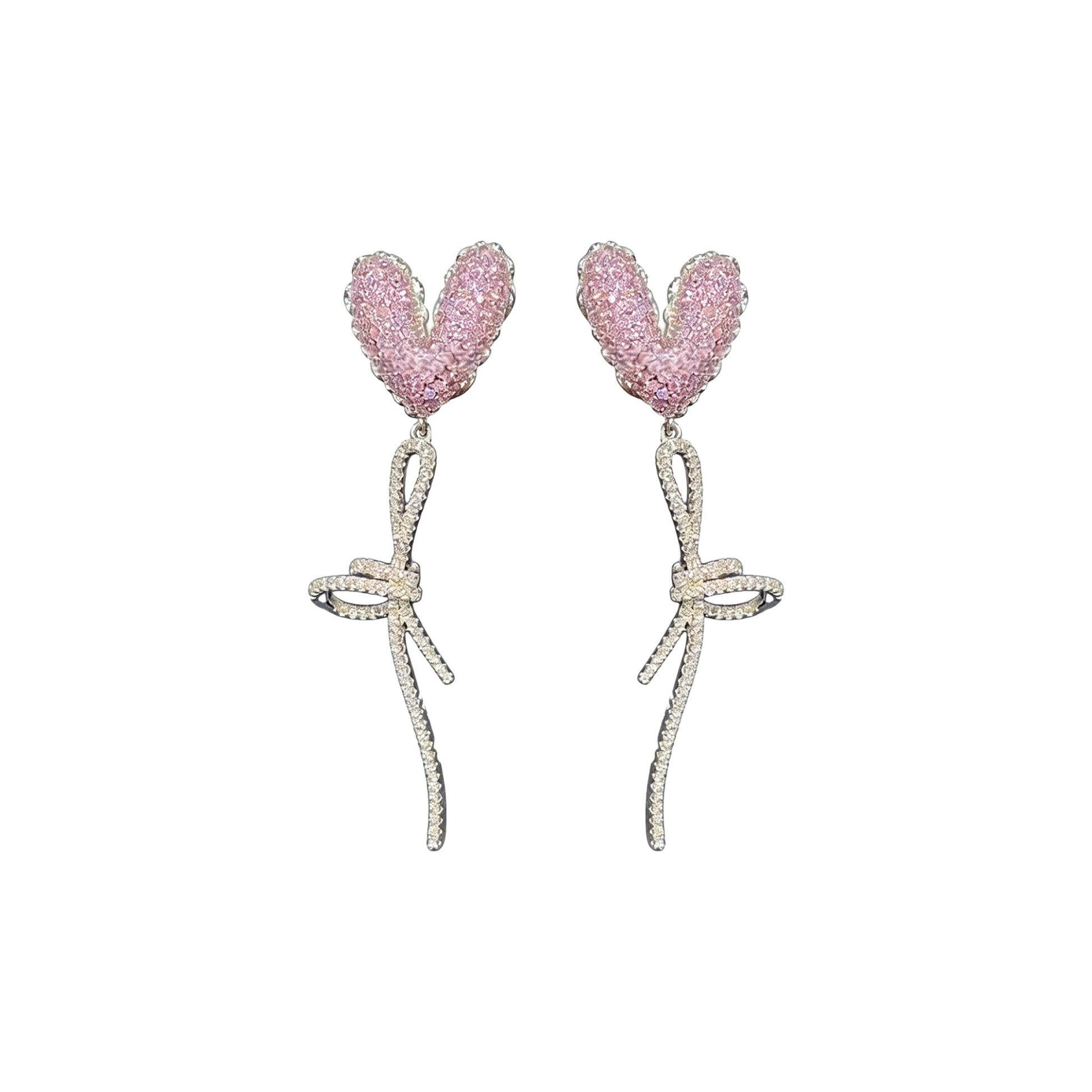 Iridescent Pink Heart Earrings