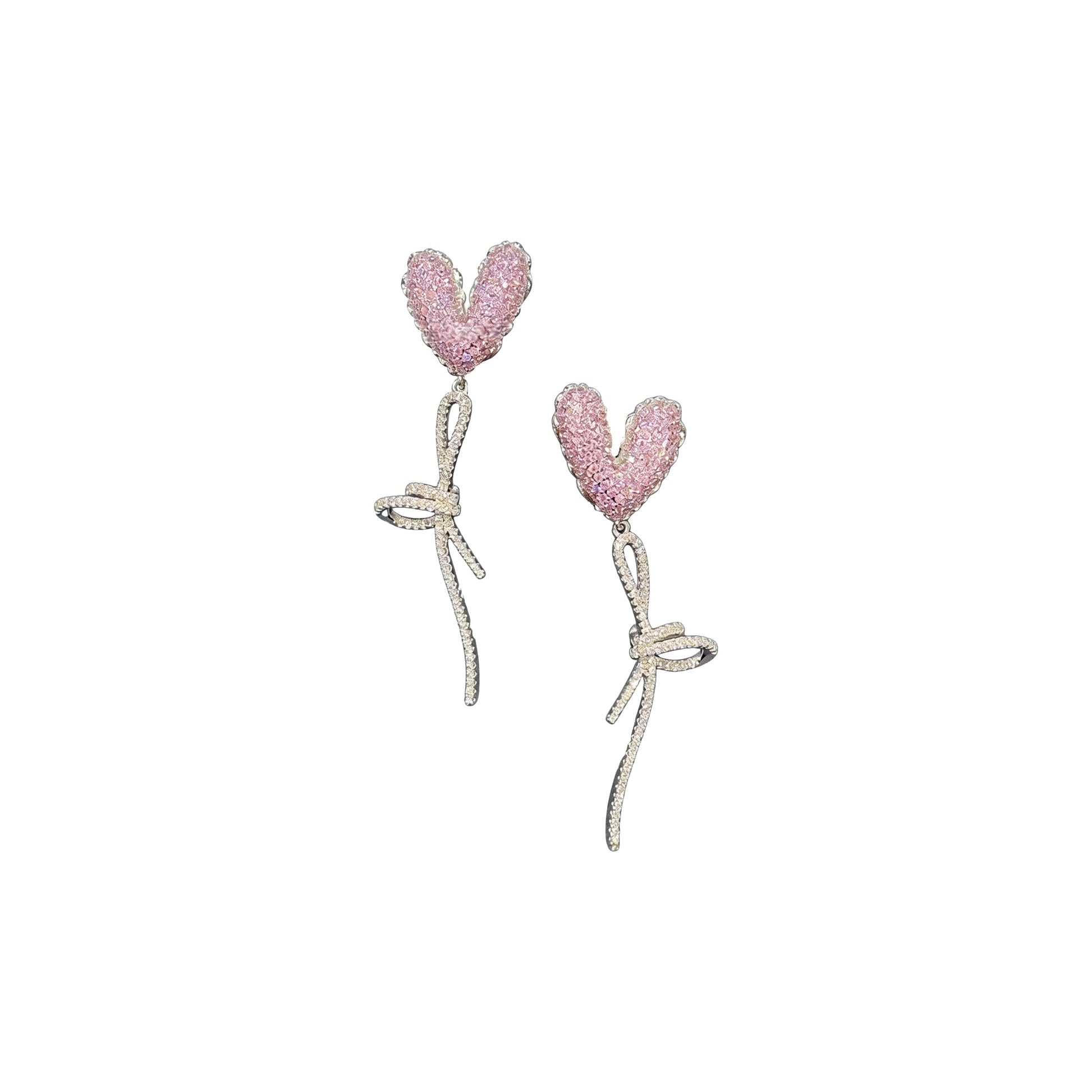 Iridescent Pink Heart Earrings