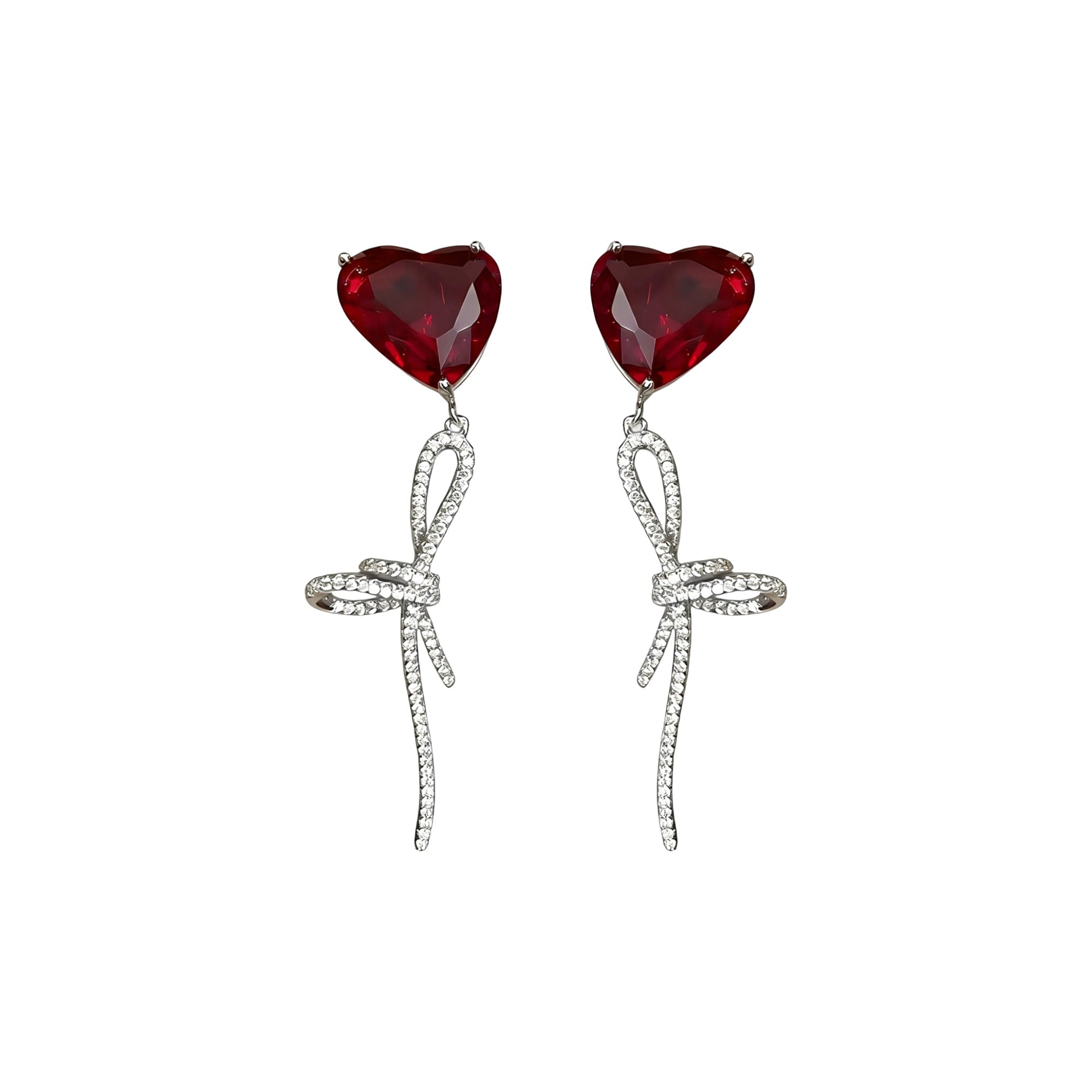 Iridescent Red Heart Earrings