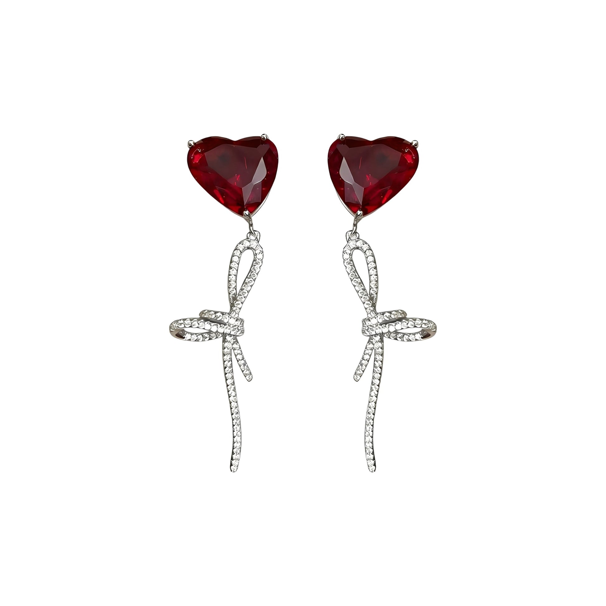 Iridescent Red Heart Earrings
