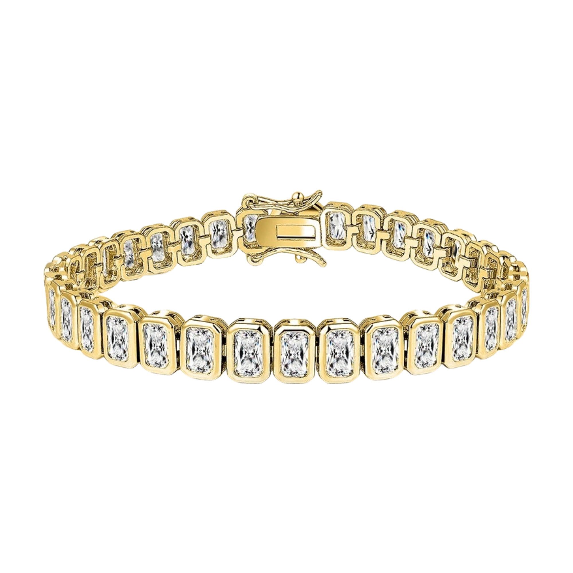 Iris 14K Yellow Gold Rectangular Tennis Bracelet