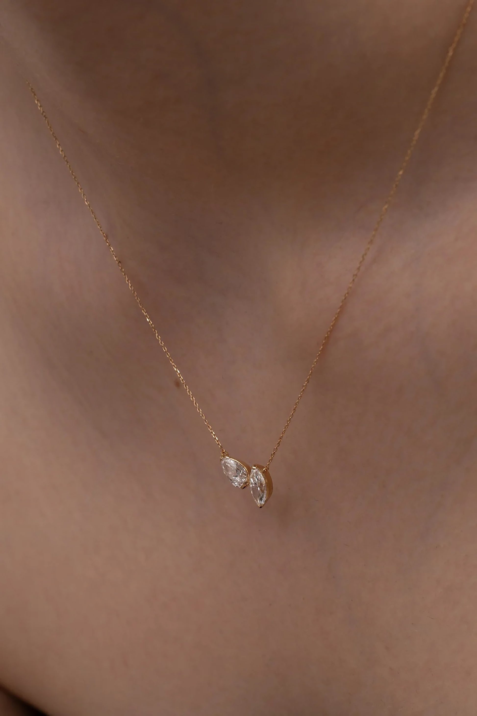 Irmgard 18K Gold Marquise Teardrop Necklace